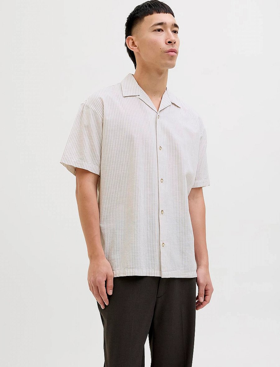 Jack & Jones - JJESUMMER RESORT SHIRT SS SN - hørskjorter - oxford tan - 4