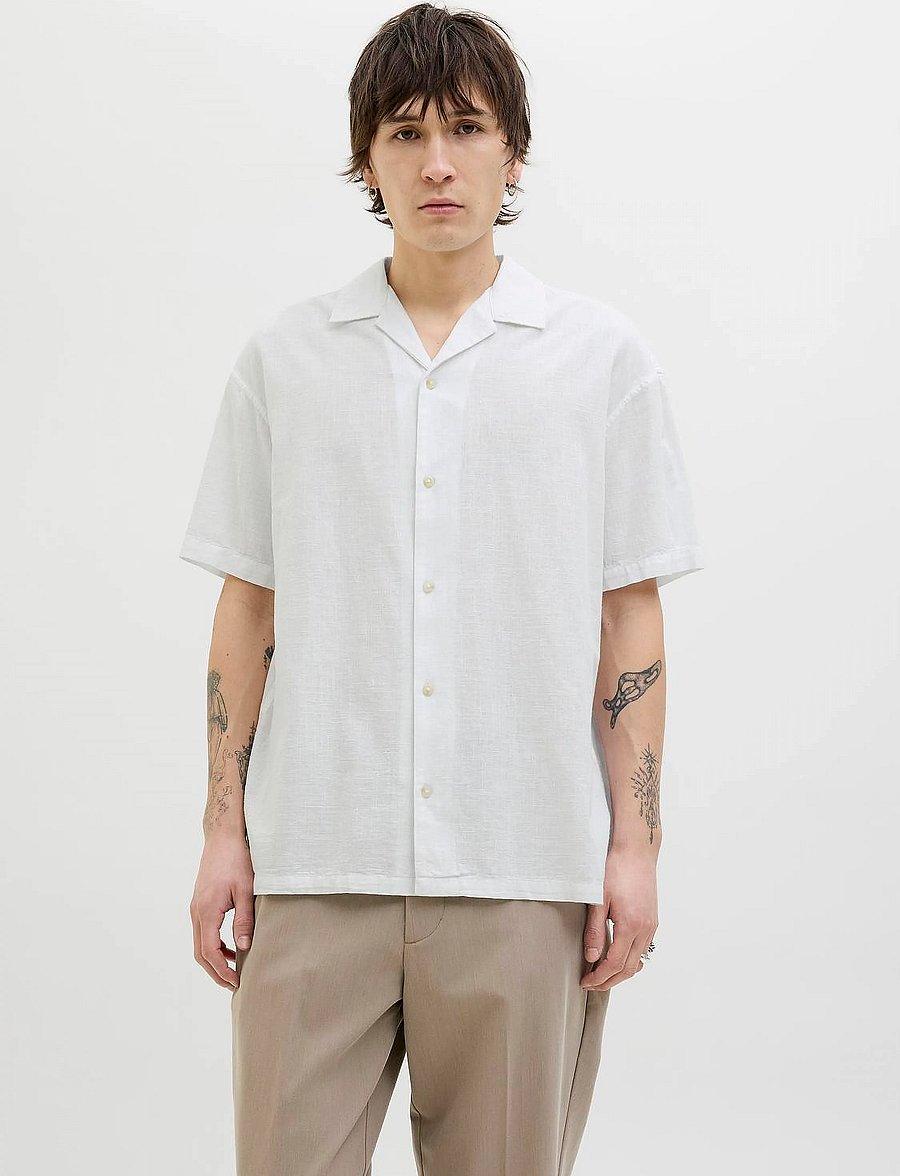 Jack & Jones - JJESUMMER RESORT SHIRT SS SN - leinenhemden - white - 2