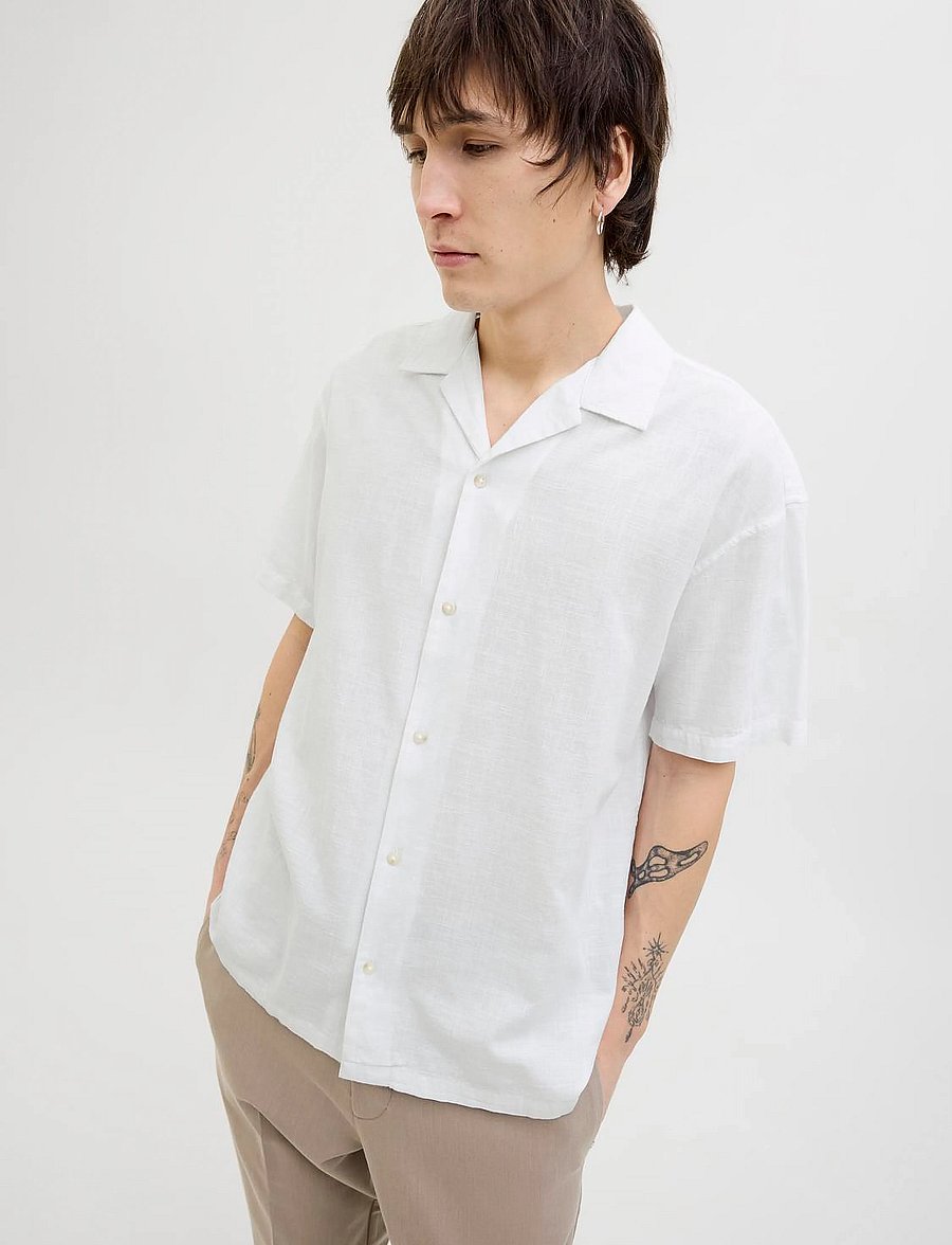 Jack & Jones - JJESUMMER RESORT SHIRT SS SN - leinenhemden - white - 5
