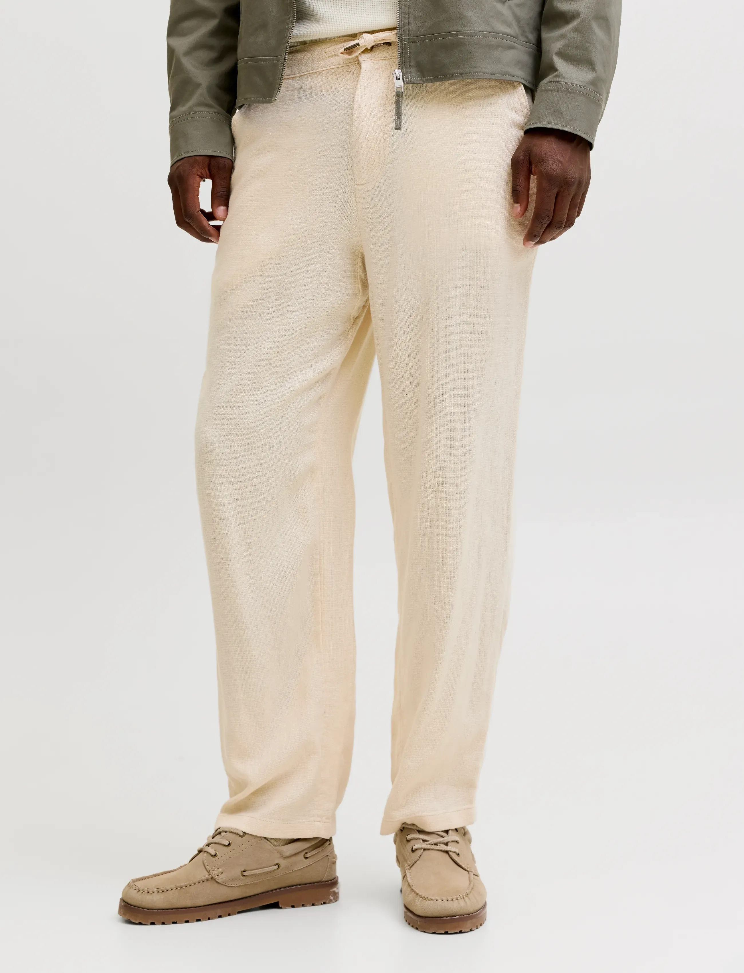 Jack & Jones Jpstkarl Mykonos Linen Blend Chino, XL, Cream, Bukser > Chinos, Herre