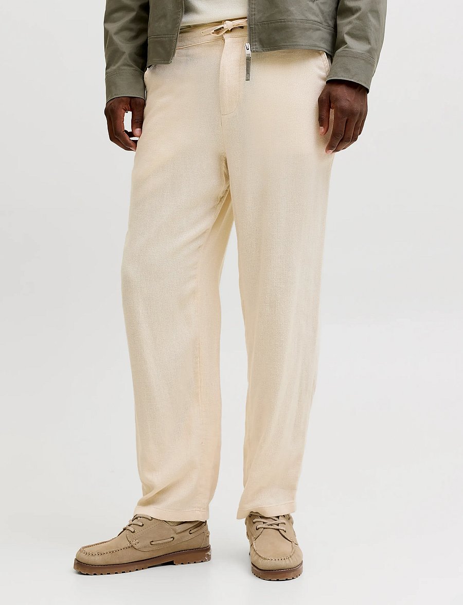 Jack & Jones - JPSTKARL MYKONOS LINEN BLEND CHINO - leinenhosen - string - 0