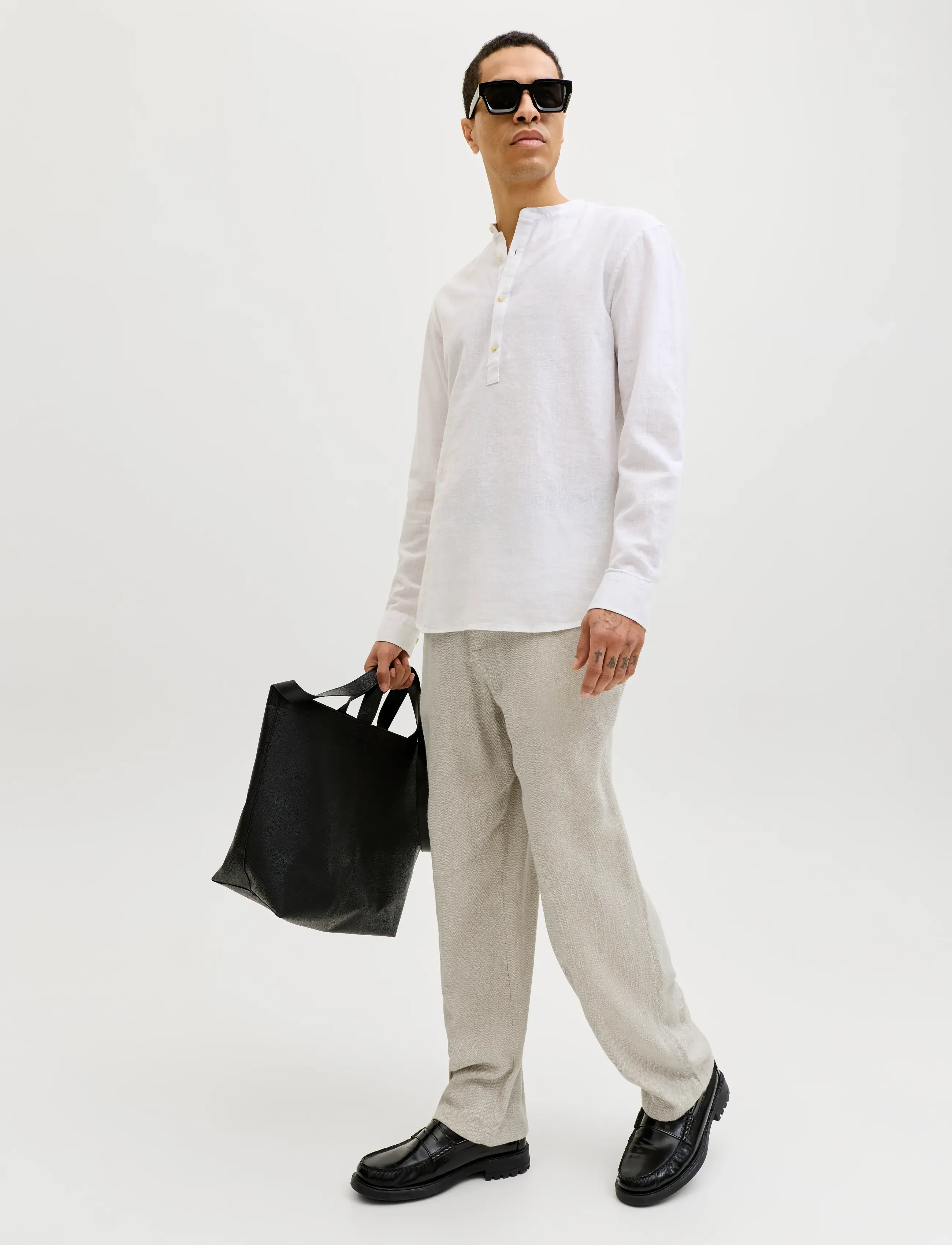 Jack & Jones - JPSTKARL MYKONOS LINEN BLEND CHINO - leinenhosen - vetiver - 5