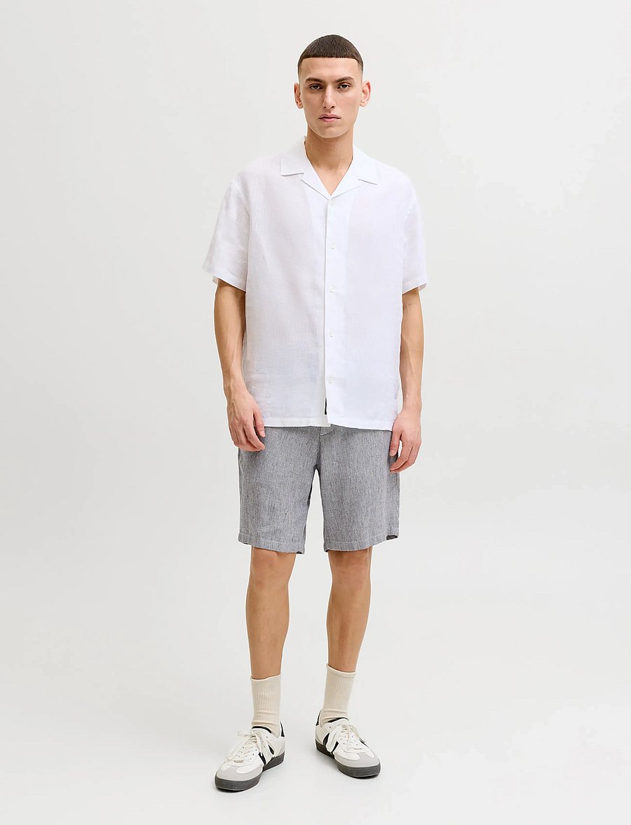 Jack & Jones - JPSTACE MYKONOS LINEN BLEND SHORTS REG - feriefavoritter - blue indigo - 4