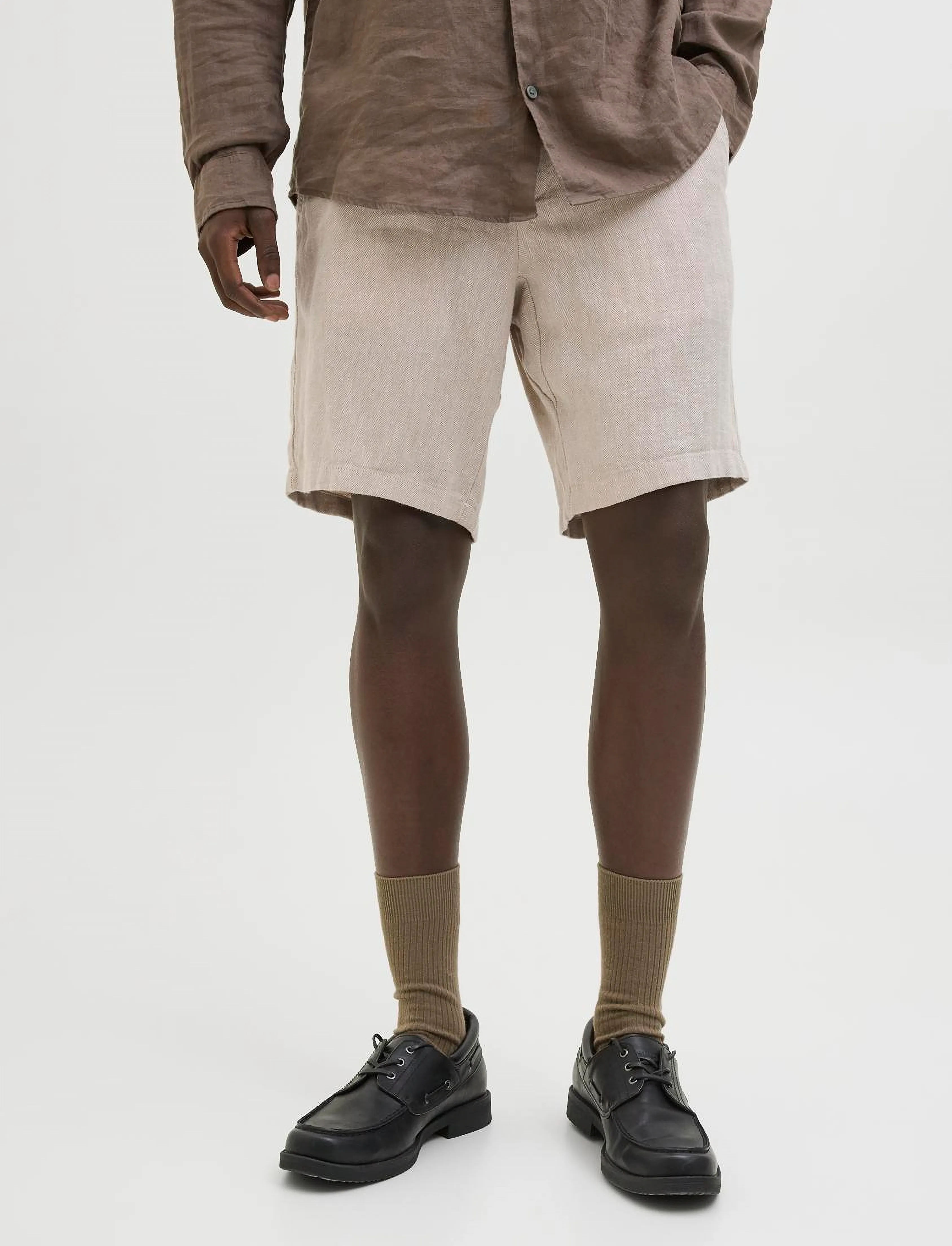 Jack & Jones - JPSTACE MYKONOS LINEN BLEND SHORTS REG - leinen-shorts - crockery - 3