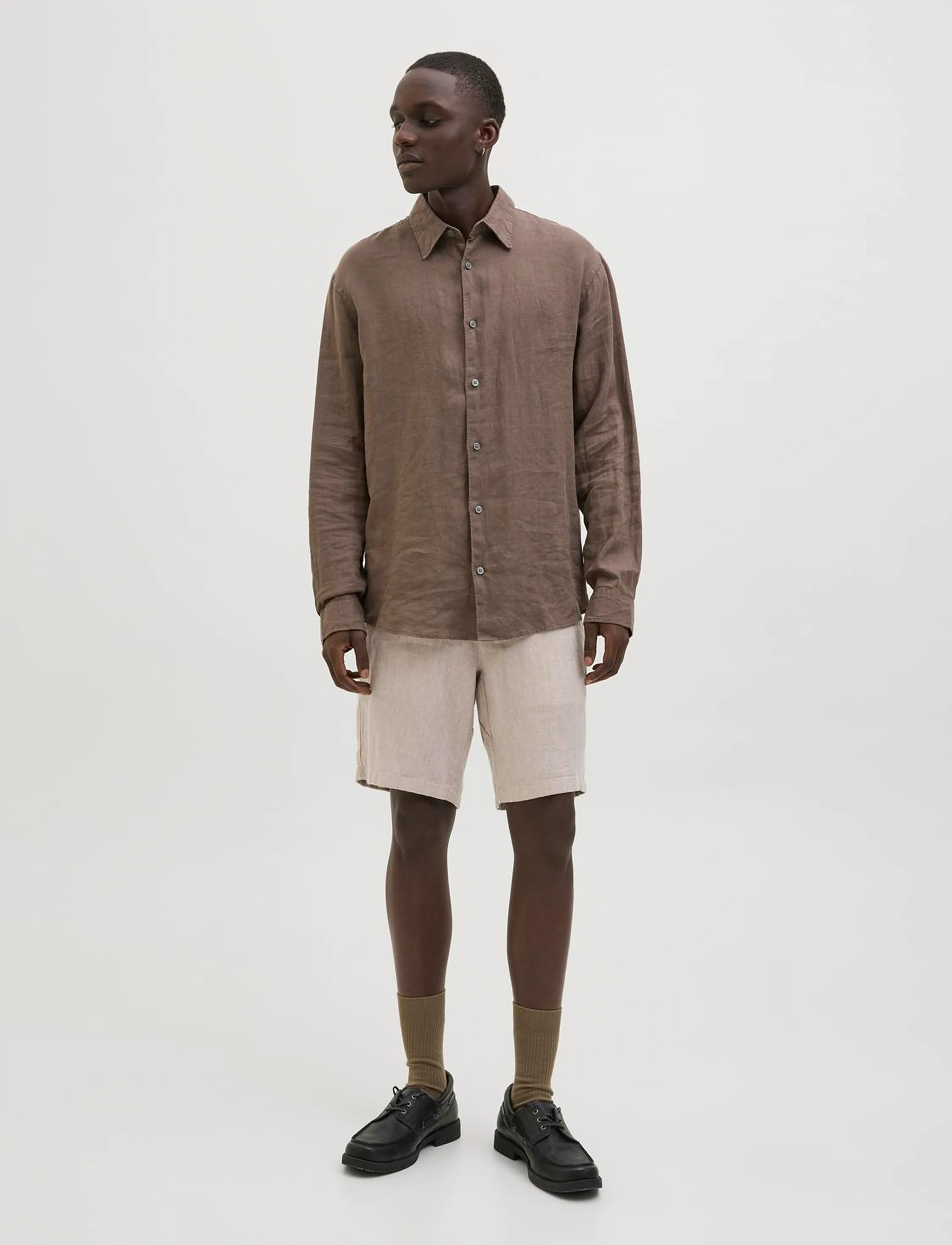 Jack & Jones - JPSTACE MYKONOS LINEN BLEND SHORTS REG - leinen-shorts - crockery - 5