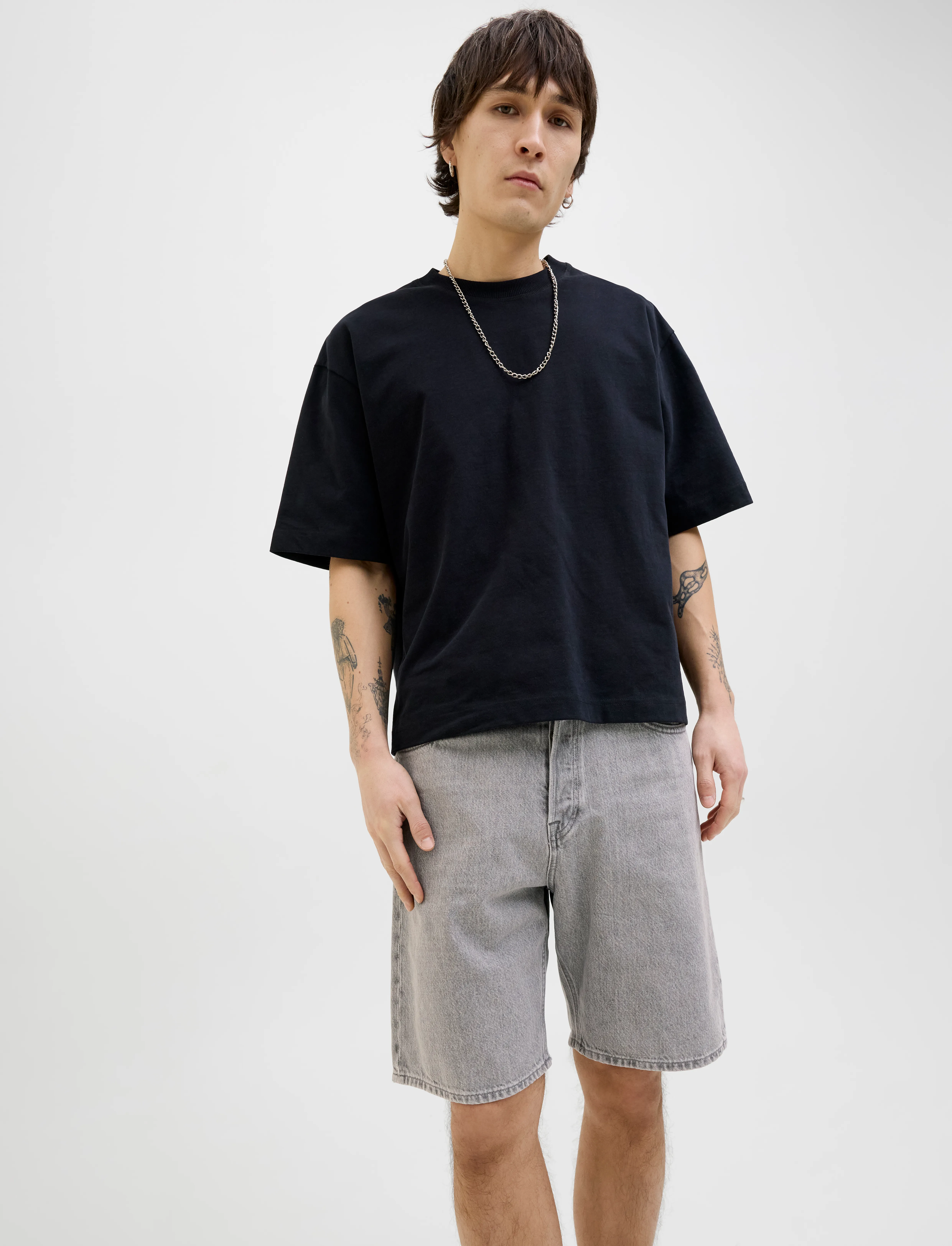 Jack & Jones JJIALEX JJCLASSIC SHORTS AM 300 SN - Riided - GREY DENIM / grey