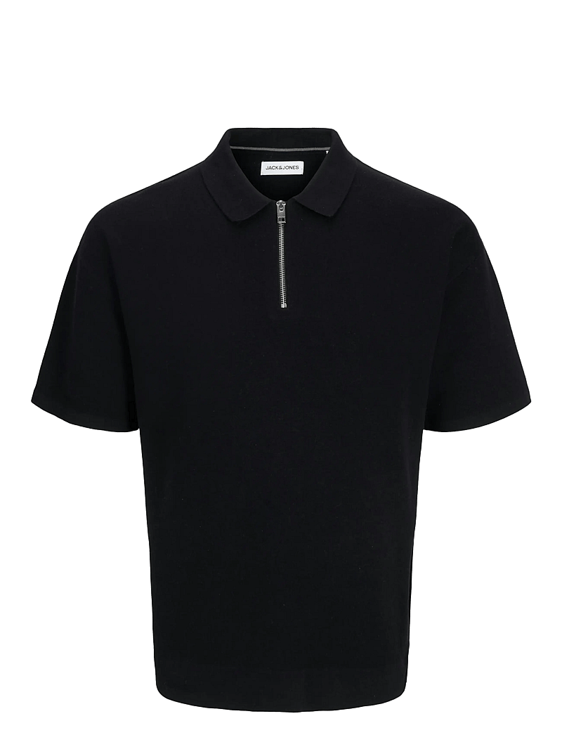 Jack & Jones - JJTROY KNIT ZIP POLO - gestrickte polohemden - black - 0