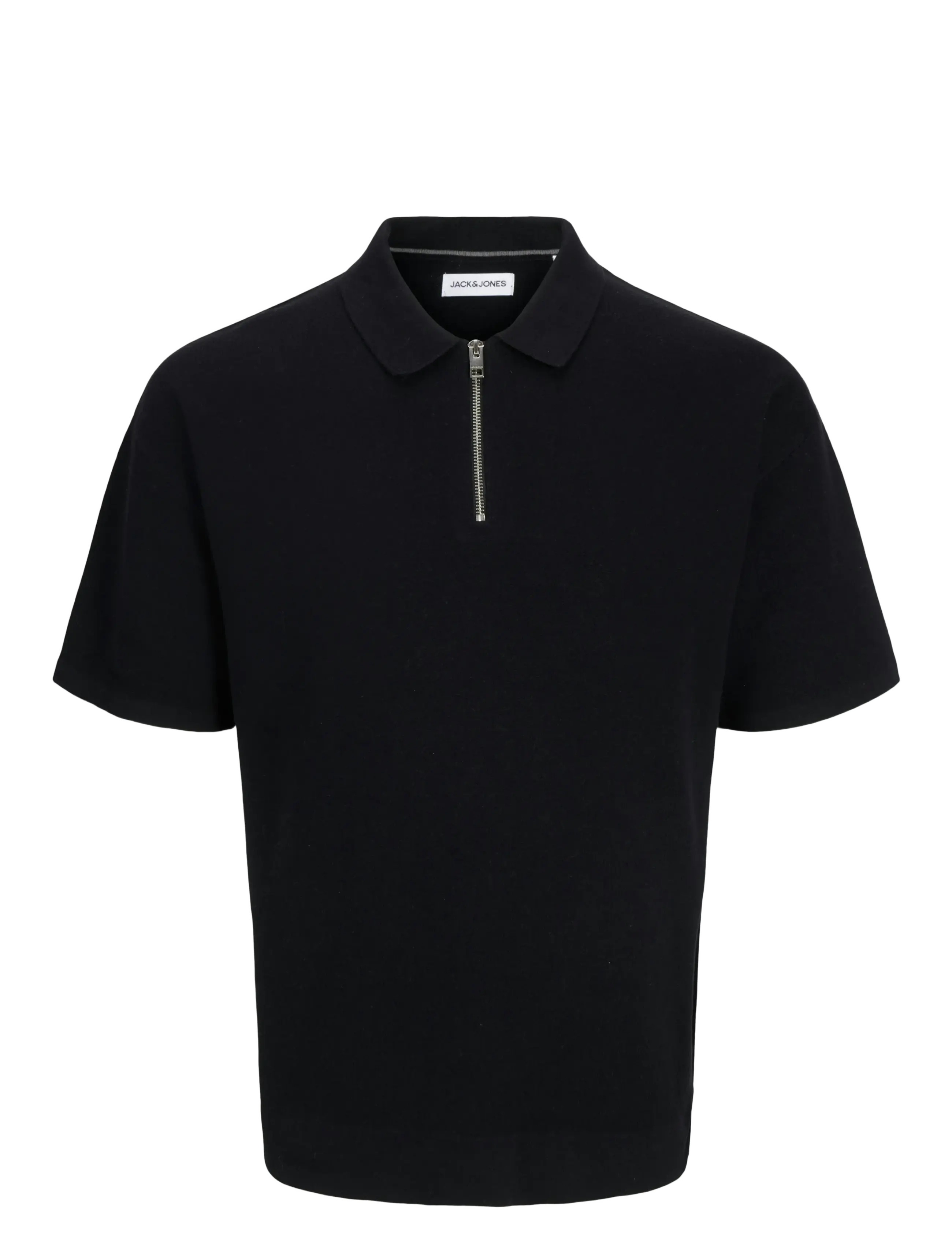 Jack & Jones JJTROY KNIT ZIP POLO - Stickat - BLACK / black