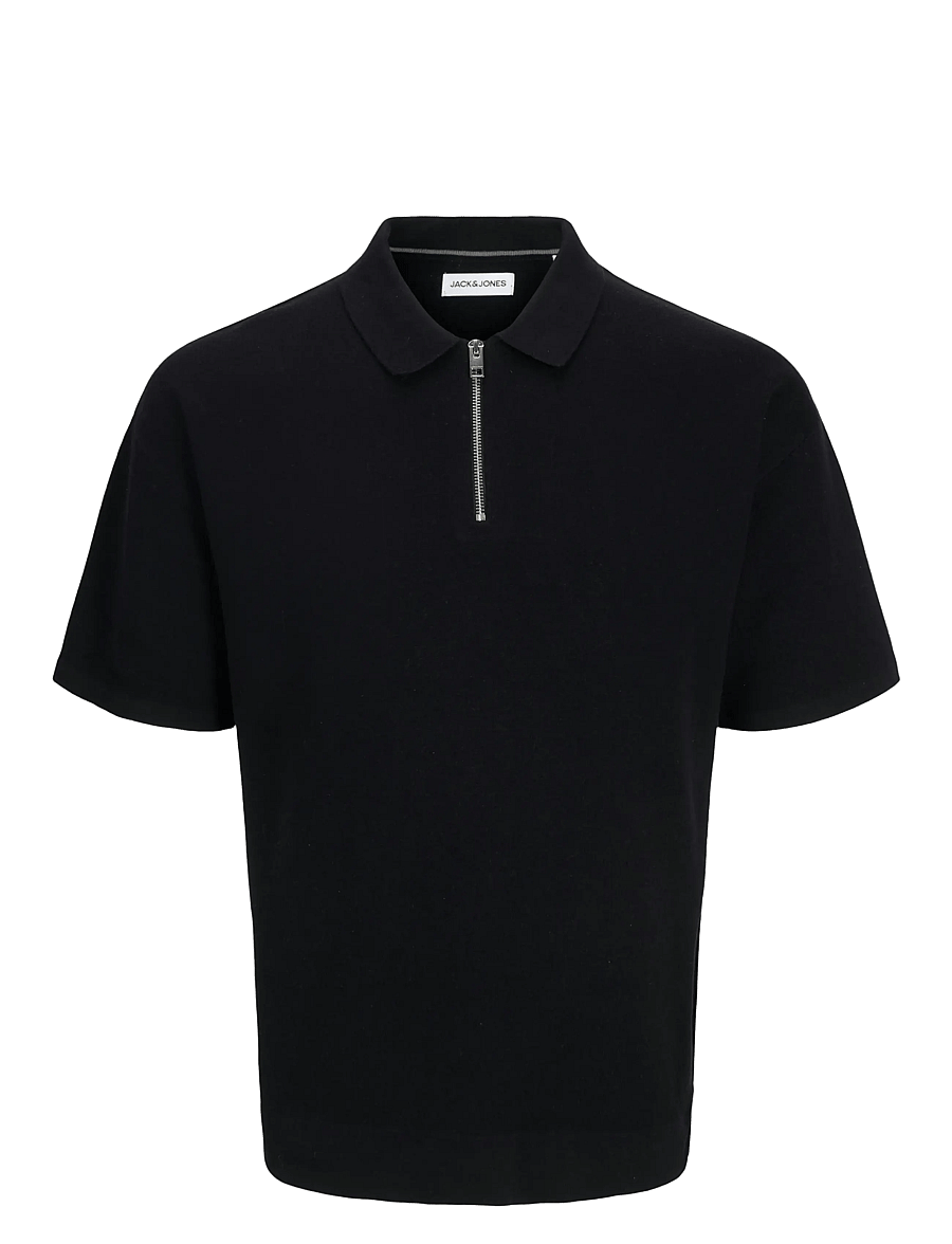 Jack & Jones - JJTROY KNIT ZIP POLO - gestrickte polohemden - black - 0