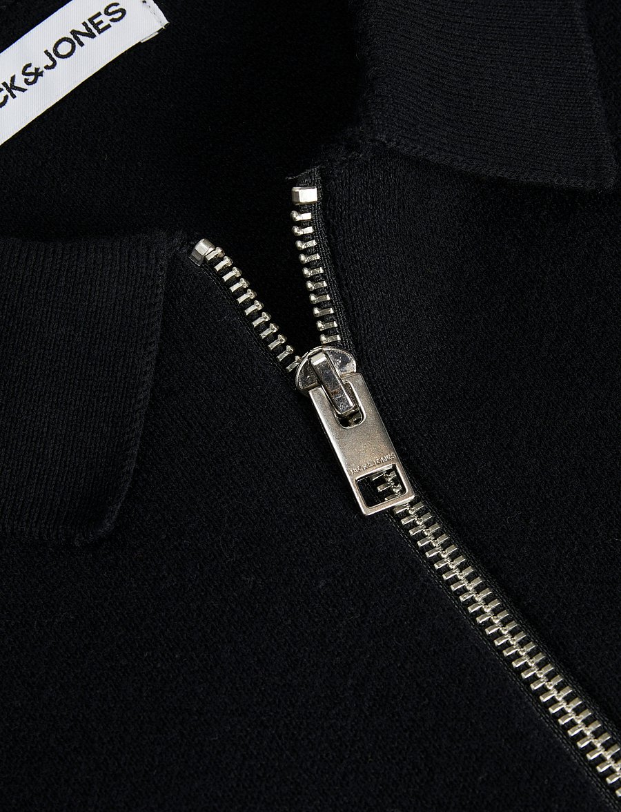 Jack & Jones - JJTROY KNIT ZIP POLO - gestrickte polohemden - black - 3