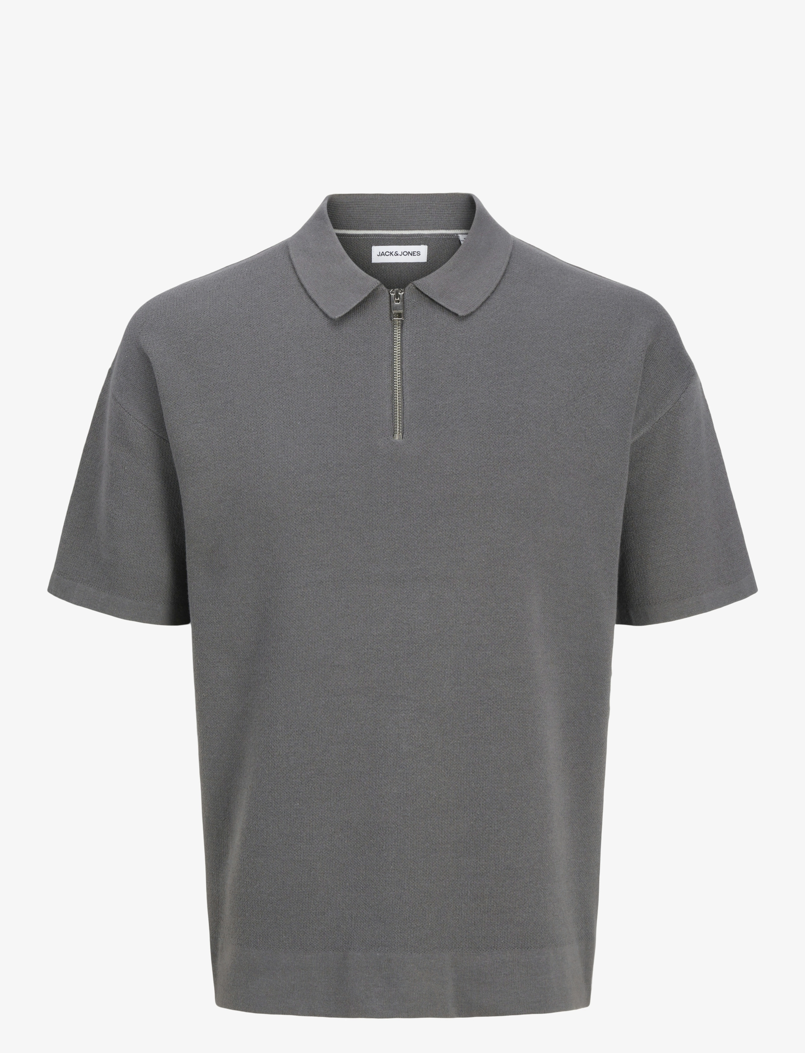 JACK & JONES Jjtroy Knit Zip Polo Grau - XL - Herren