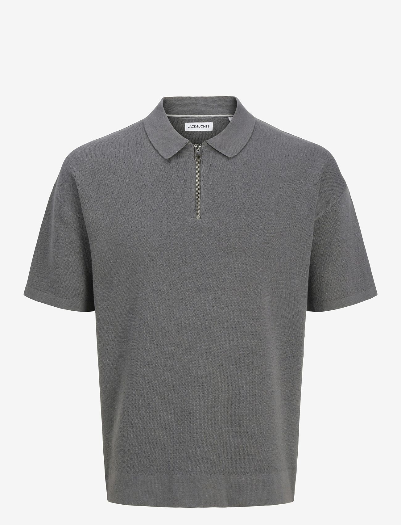 Jack & Jones - JJTROY KNIT ZIP POLO - stickade pikéer - castlerock - 1
