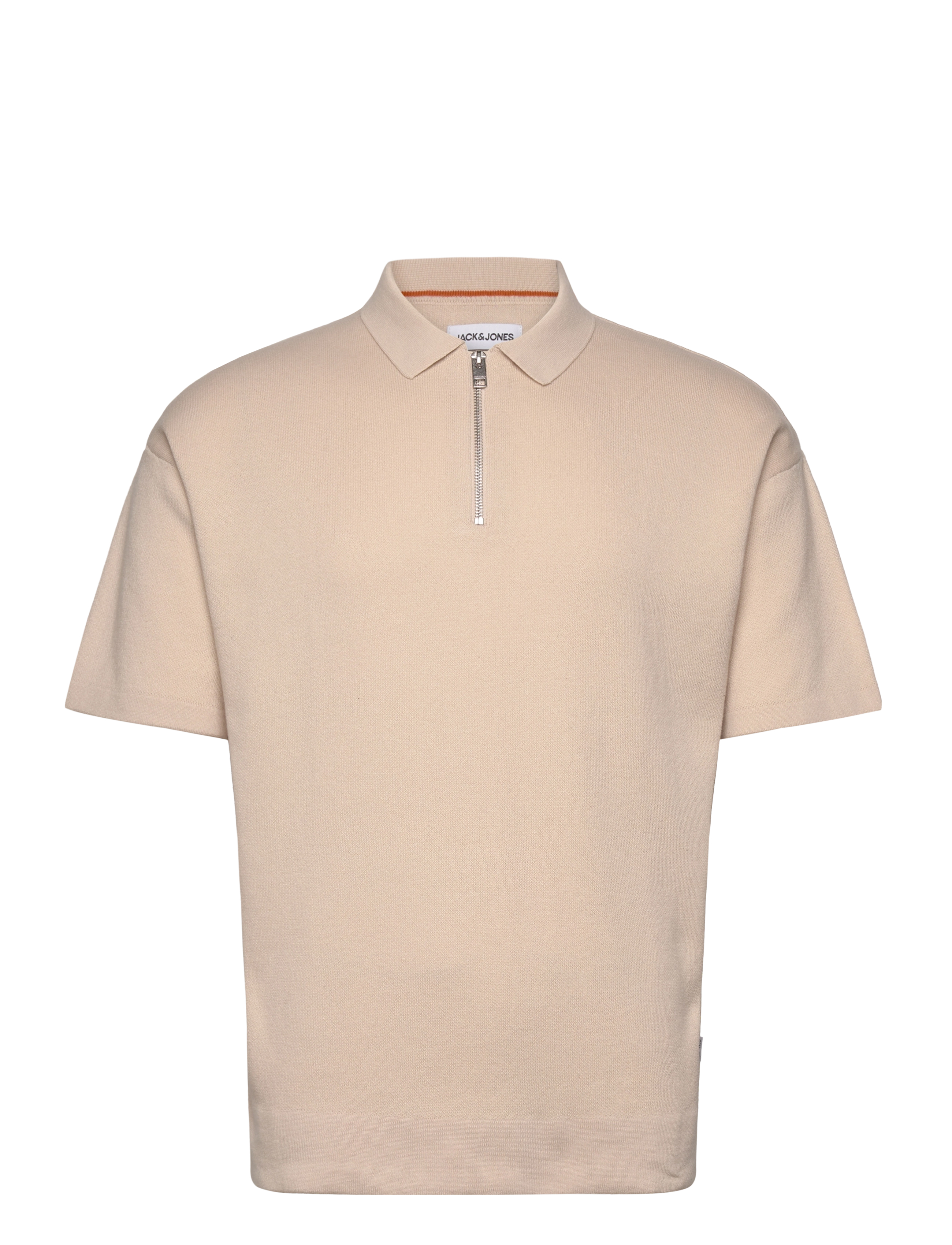 JACK & JONES Jjtroy Knit Zip Polo Cream - XL - Herren
