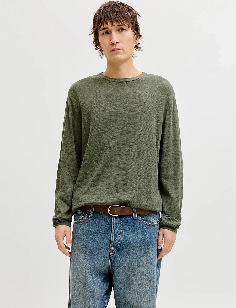 Jack & Jones - JJESUMMER KNIT CREW NECK SN - Ümmarguse kaelusega kudumid - dusty olive - 0