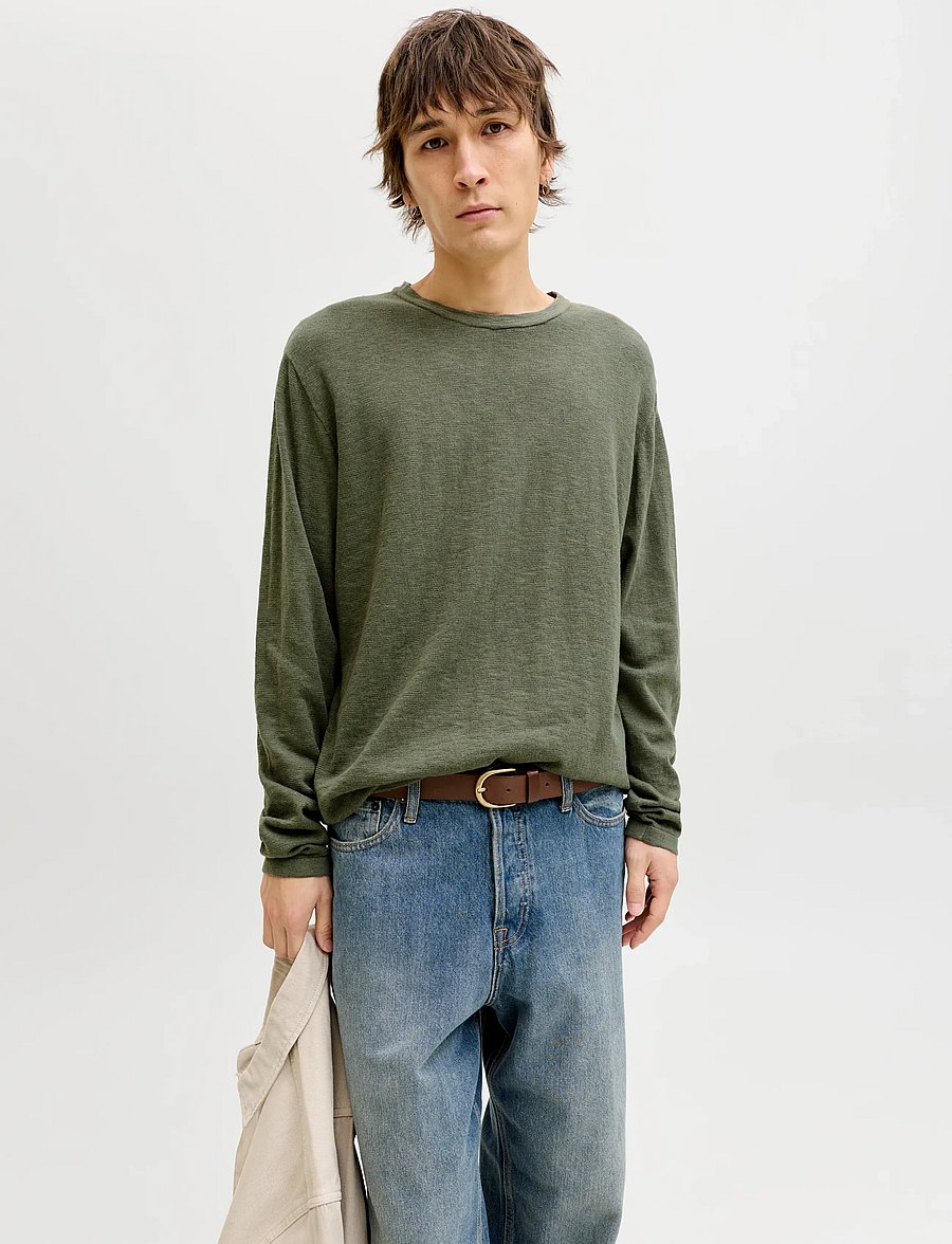 Jack & Jones - JJESUMMER KNIT CREW NECK SN - Ümmarguse kaelusega kudumid - dusty olive - 5