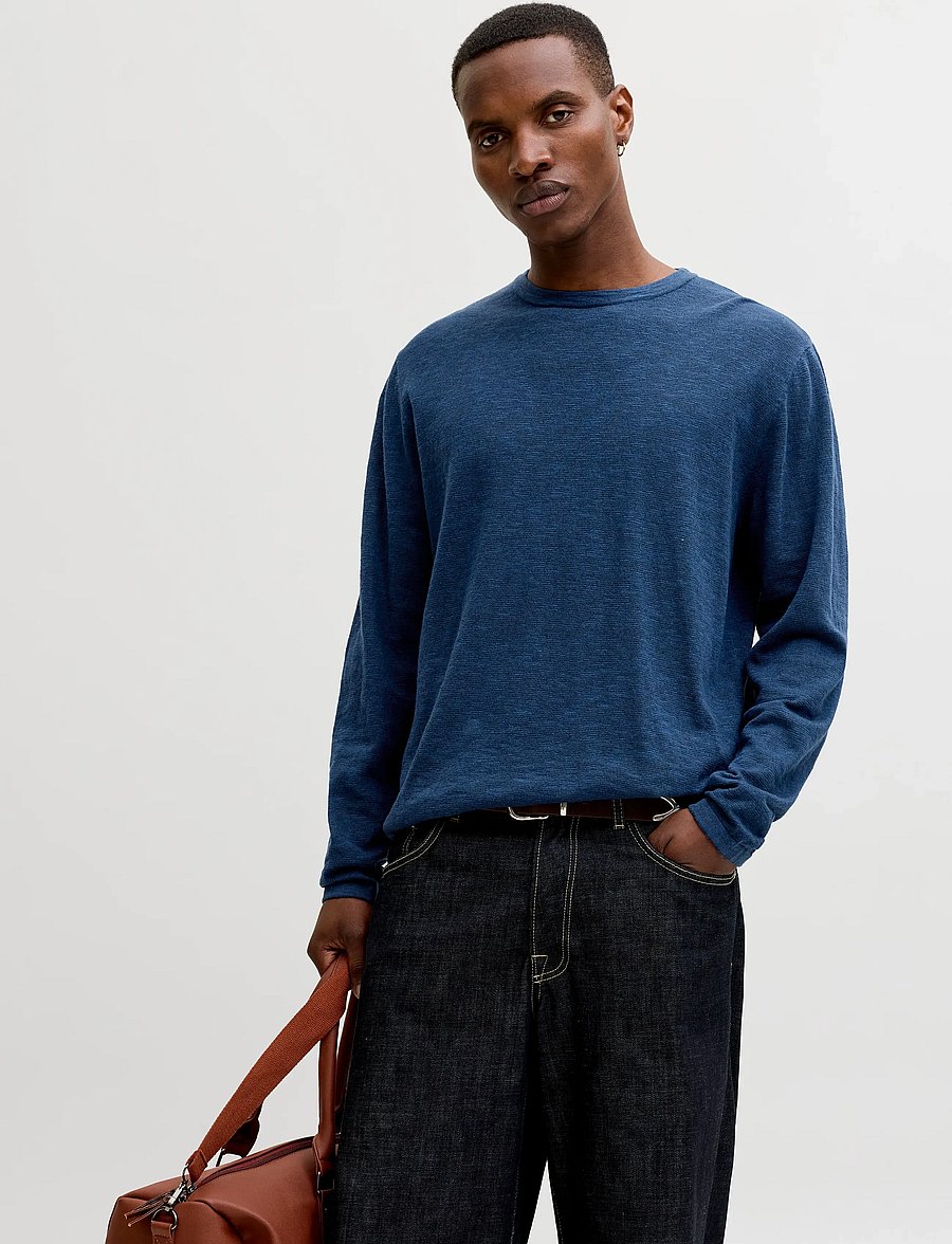 Jack & Jones - JJESUMMER KNIT CREW NECK SN - rundhalsad - navy blazer - 0