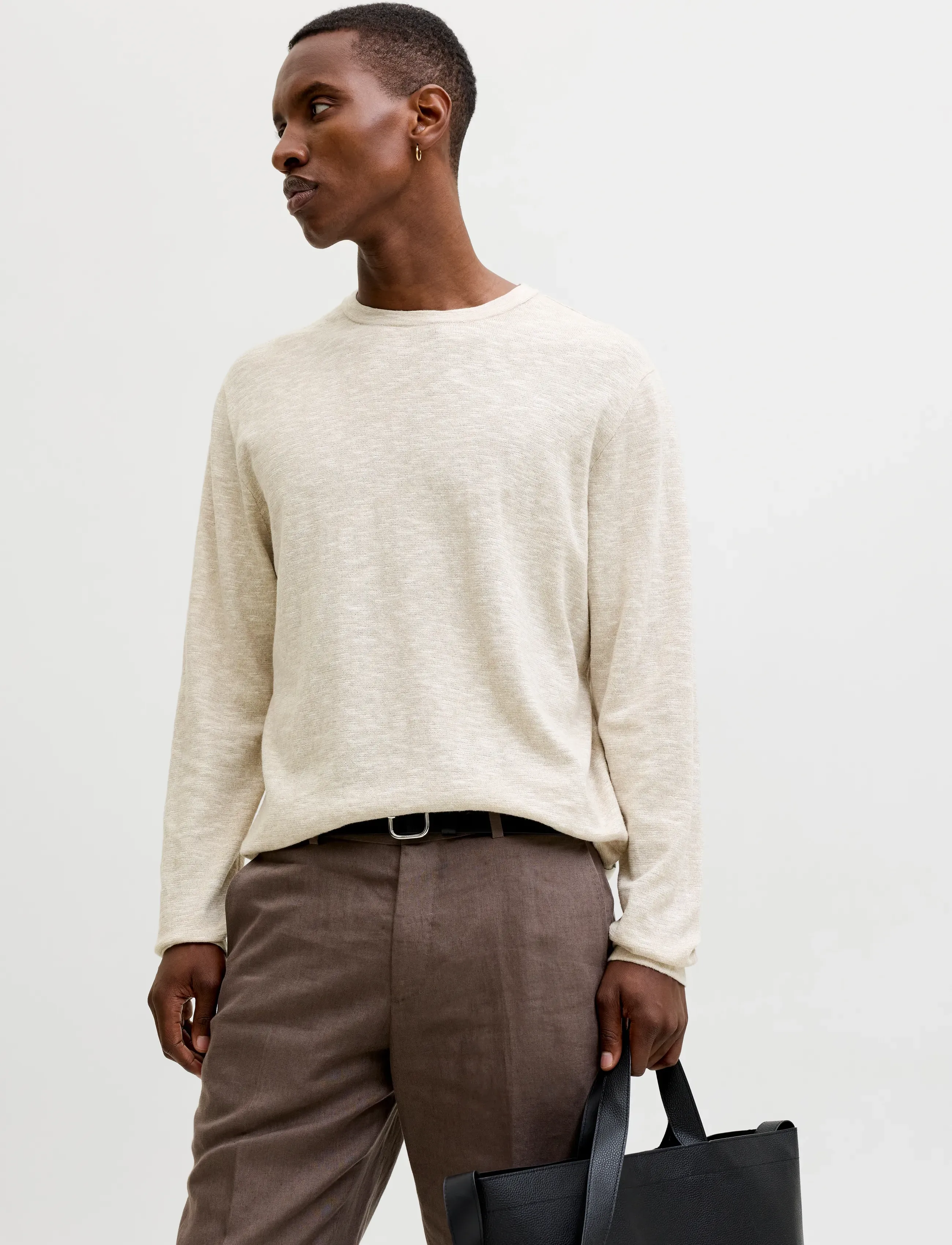 Jack & Jones JJESUMMER KNIT CREW NECK SN - Kollektionen - STRING / cream