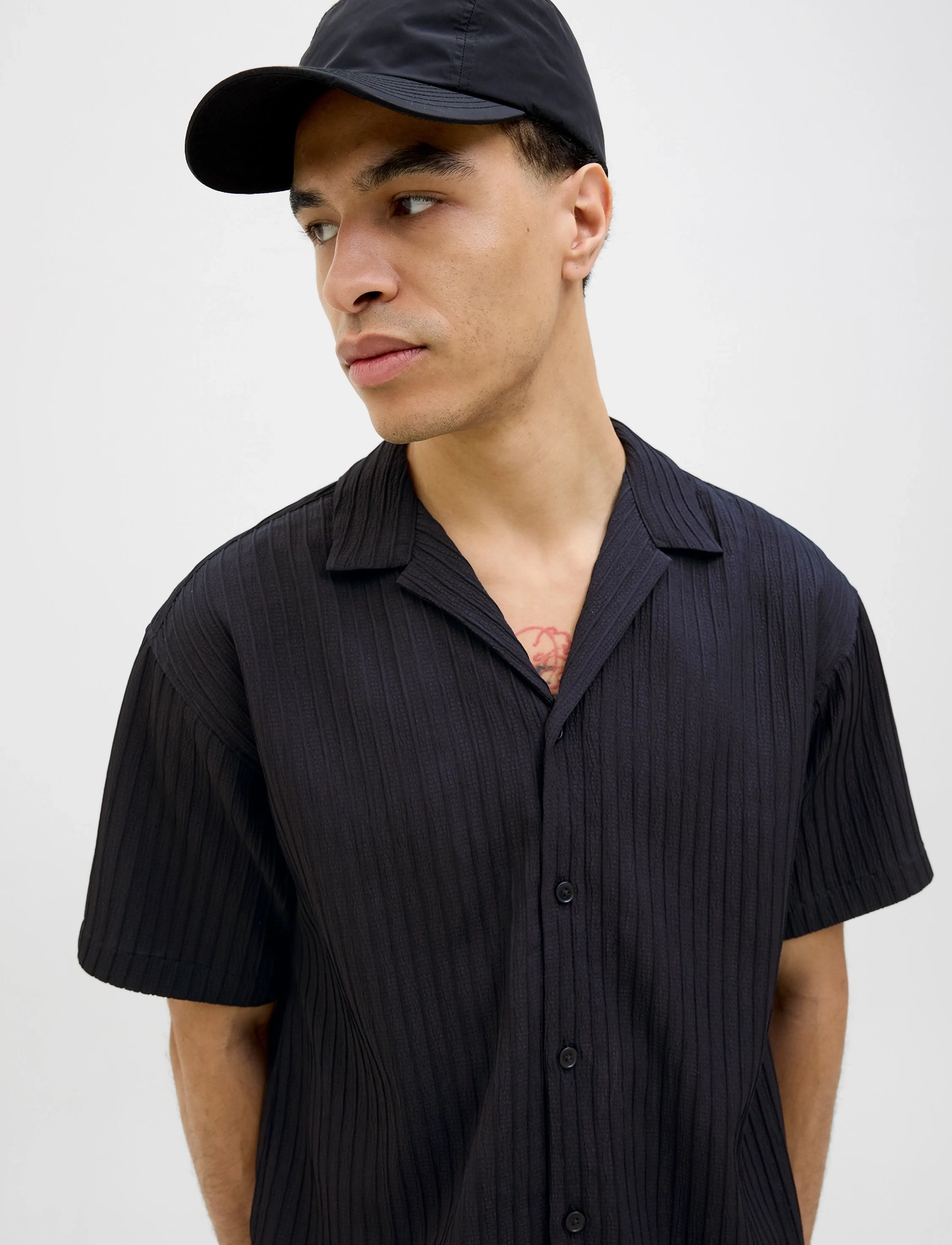 Jack & Jones - JJMASSIMO RESORT SHIRT SS LN - kortærmede skjorter - black - 3