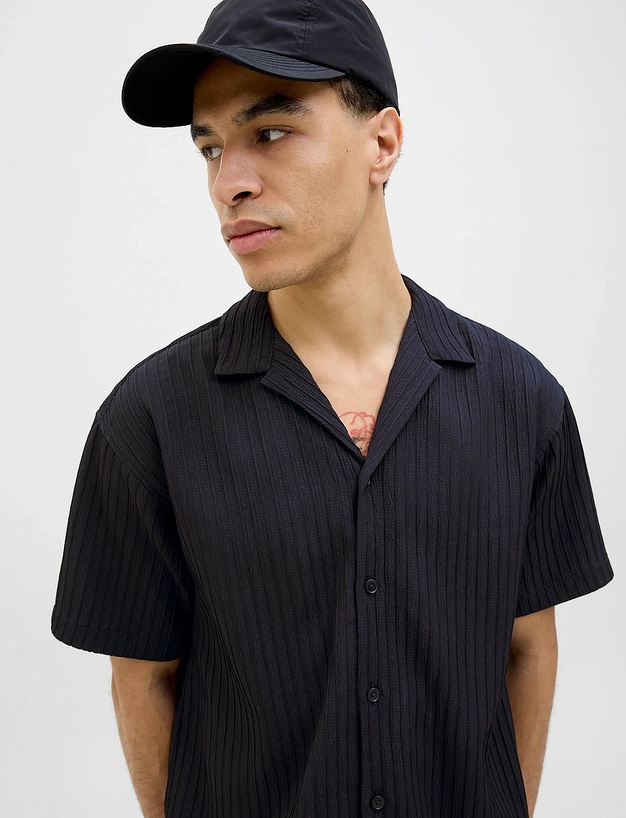 Jack & Jones - JJMASSIMO RESORT SHIRT SS LN - kurzarmhemden - black - 3