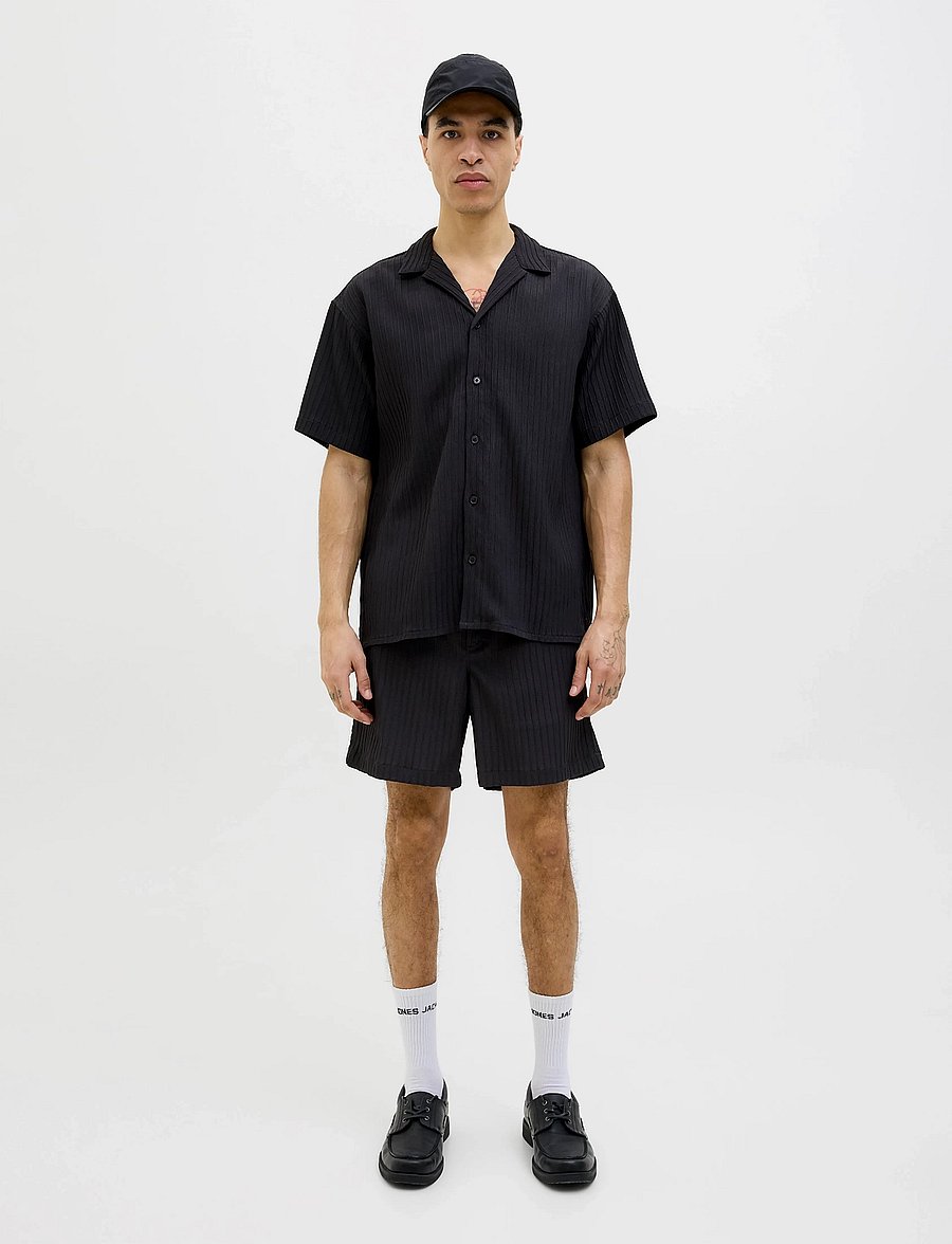 Jack & Jones - JJMASSIMO RESORT SHIRT SS LN - kurzarmhemden - black - 5