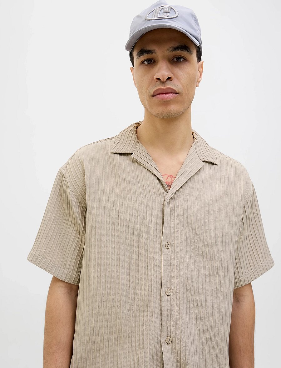 Jack & Jones - JJMASSIMO RESORT SHIRT SS LN - kurzarmhemden - oxford tan - 0