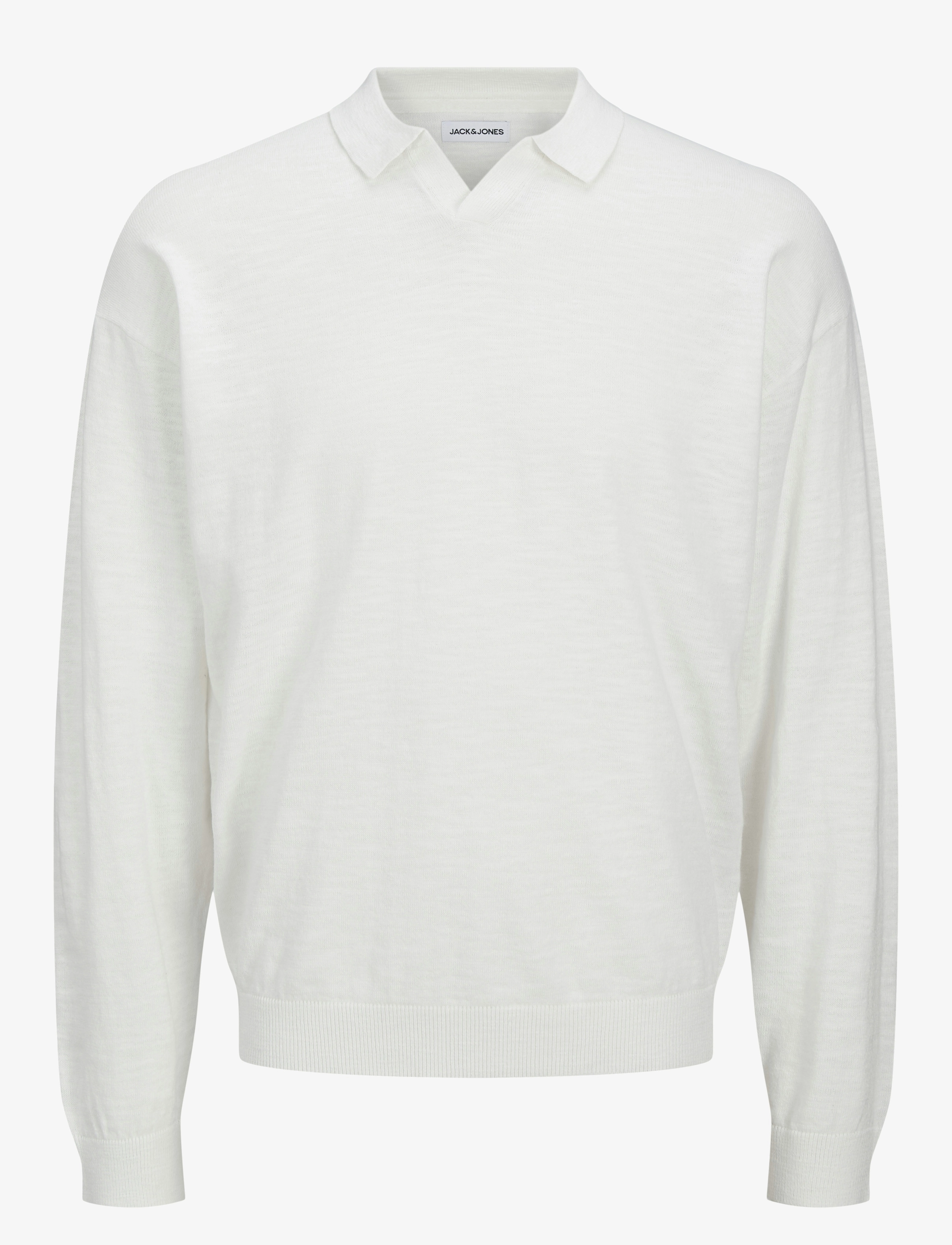 JACK & JONES Jjcolin Slub Knit Polo Ls Weiß - L - Herren