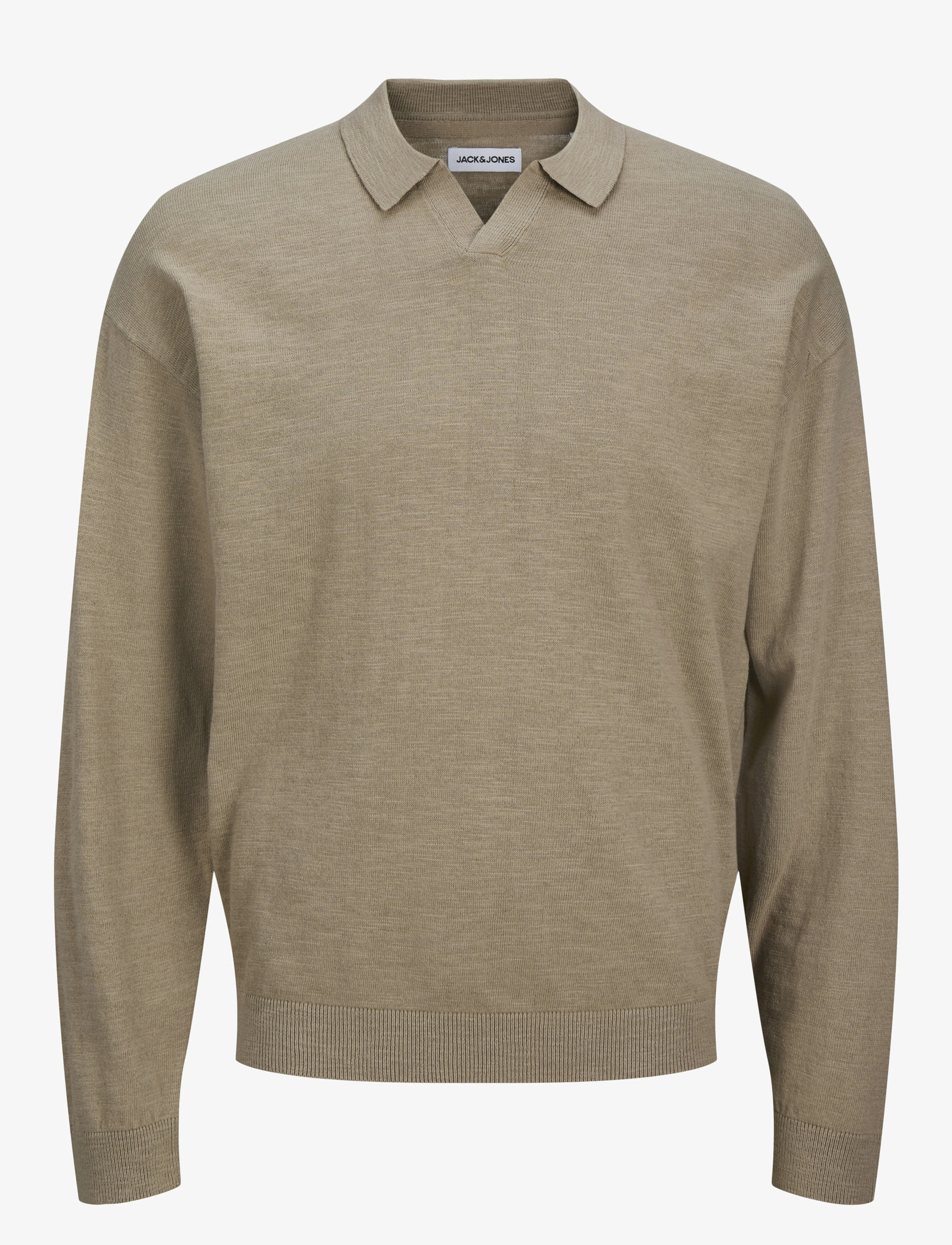 Jack & Jones JJCOLIN SLUB KNIT POLO LS - Strik - CROCKERY / beige