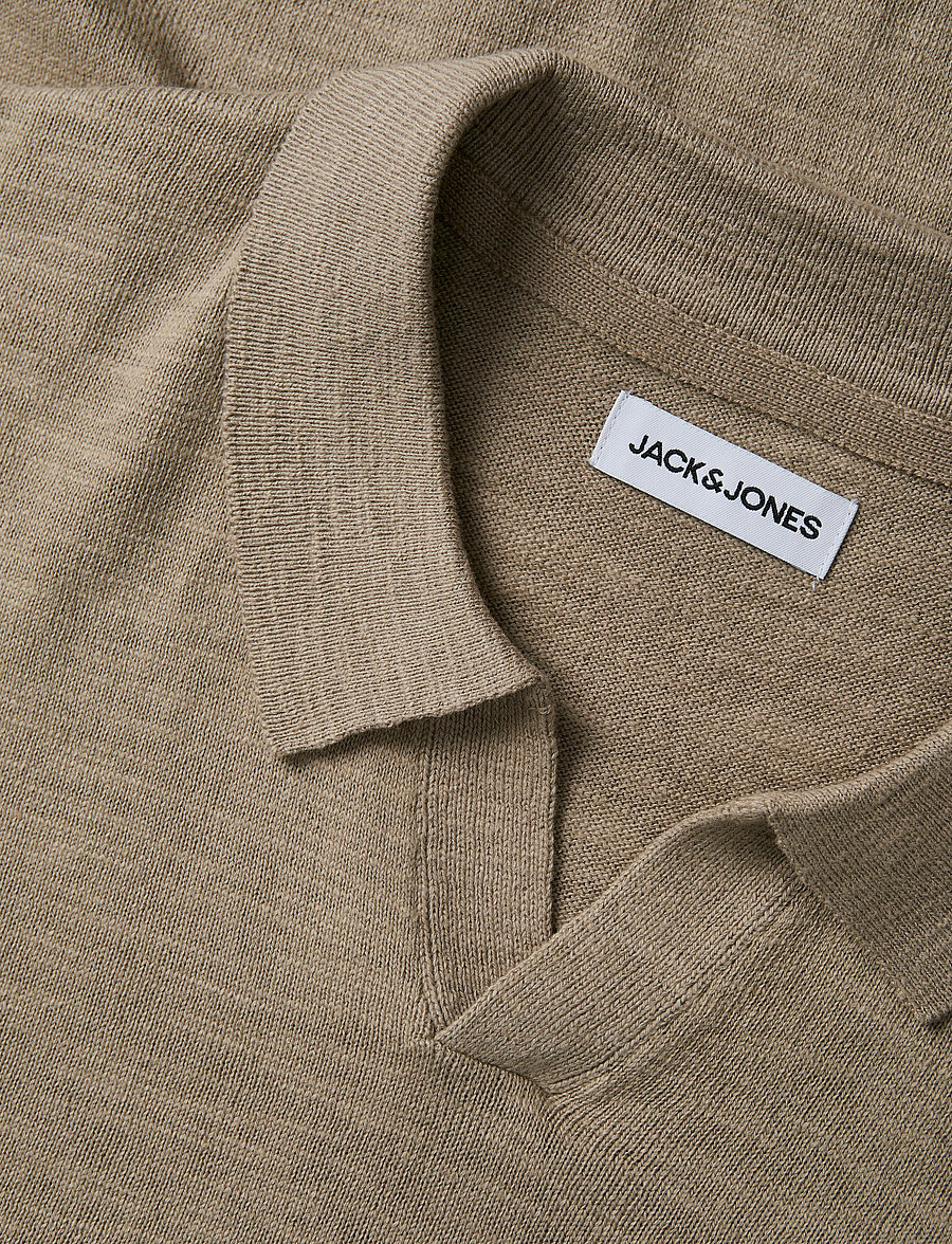 Jack & Jones - JJCOLIN SLUB KNIT POLO LS - langärmelige gestrickte polohemden - crockery - 2