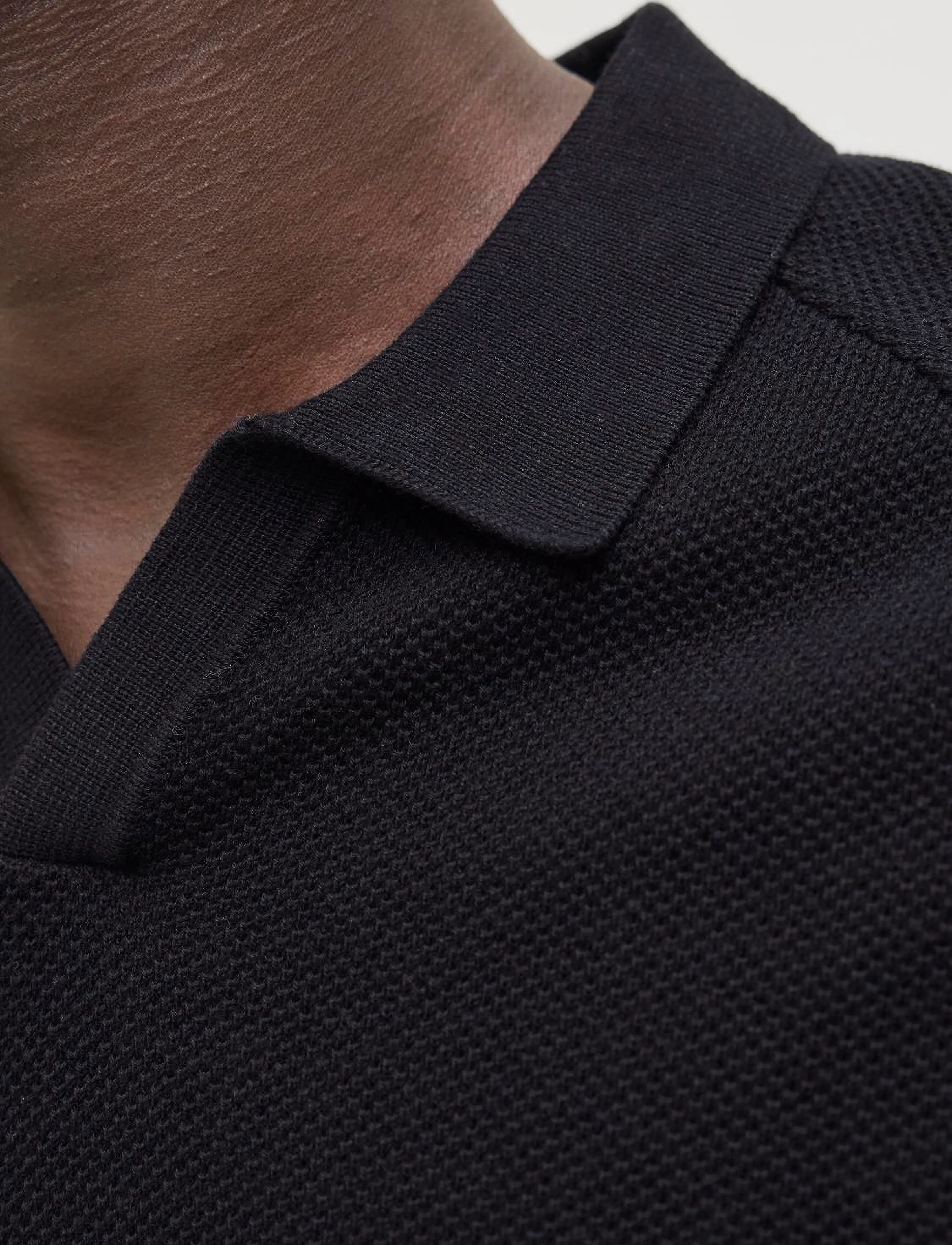 Jack & Jones - JJHILL KNIT SPLIT NECK - strik - black - 3