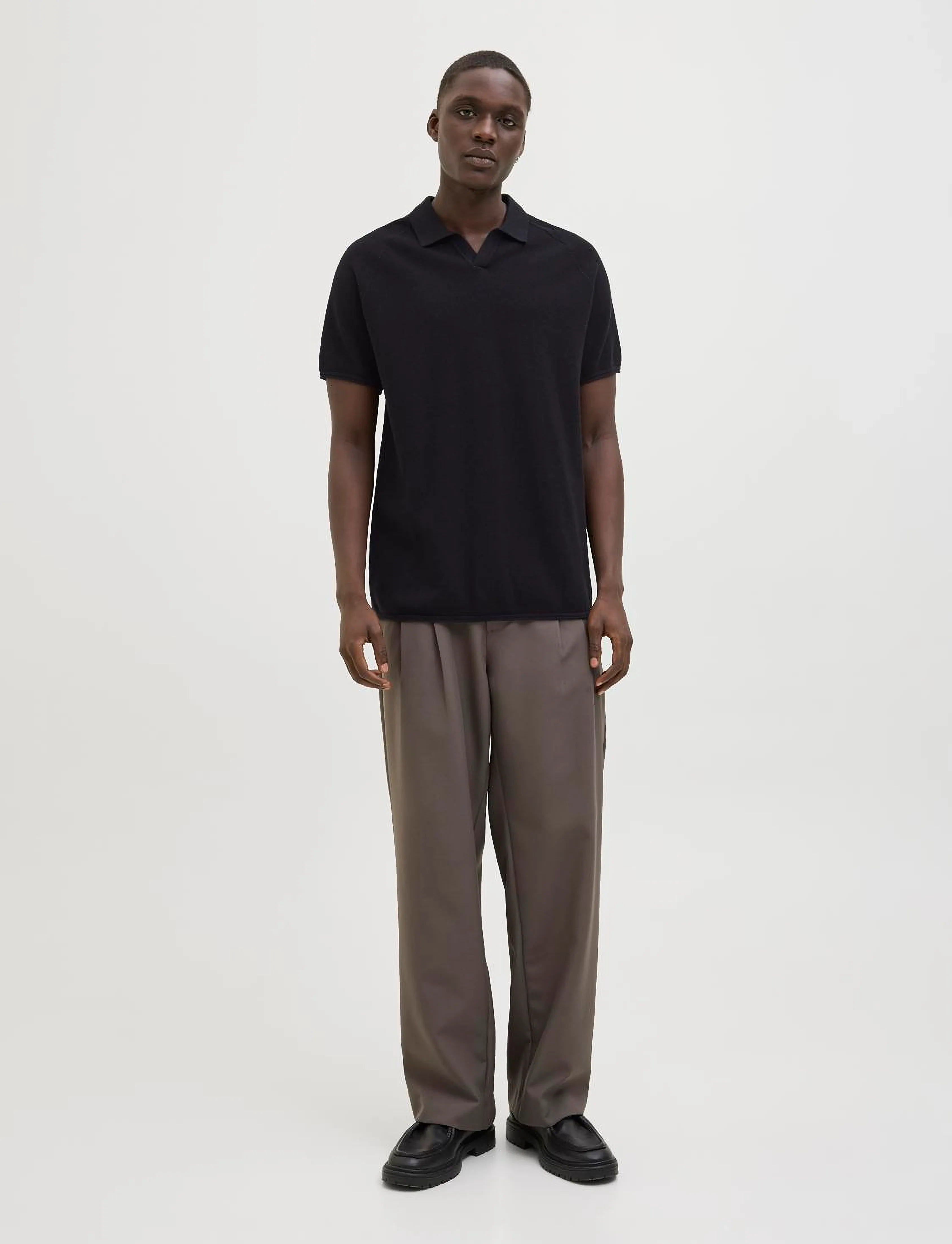 Jack & Jones - JJHILL KNIT SPLIT NECK - strik - black - 5