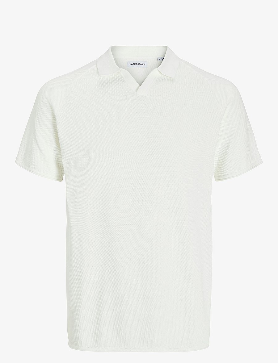 Jack & Jones - JJHILL KNIT SPLIT NECK - prjónaðir pólóbolir - cloud dancer - 1