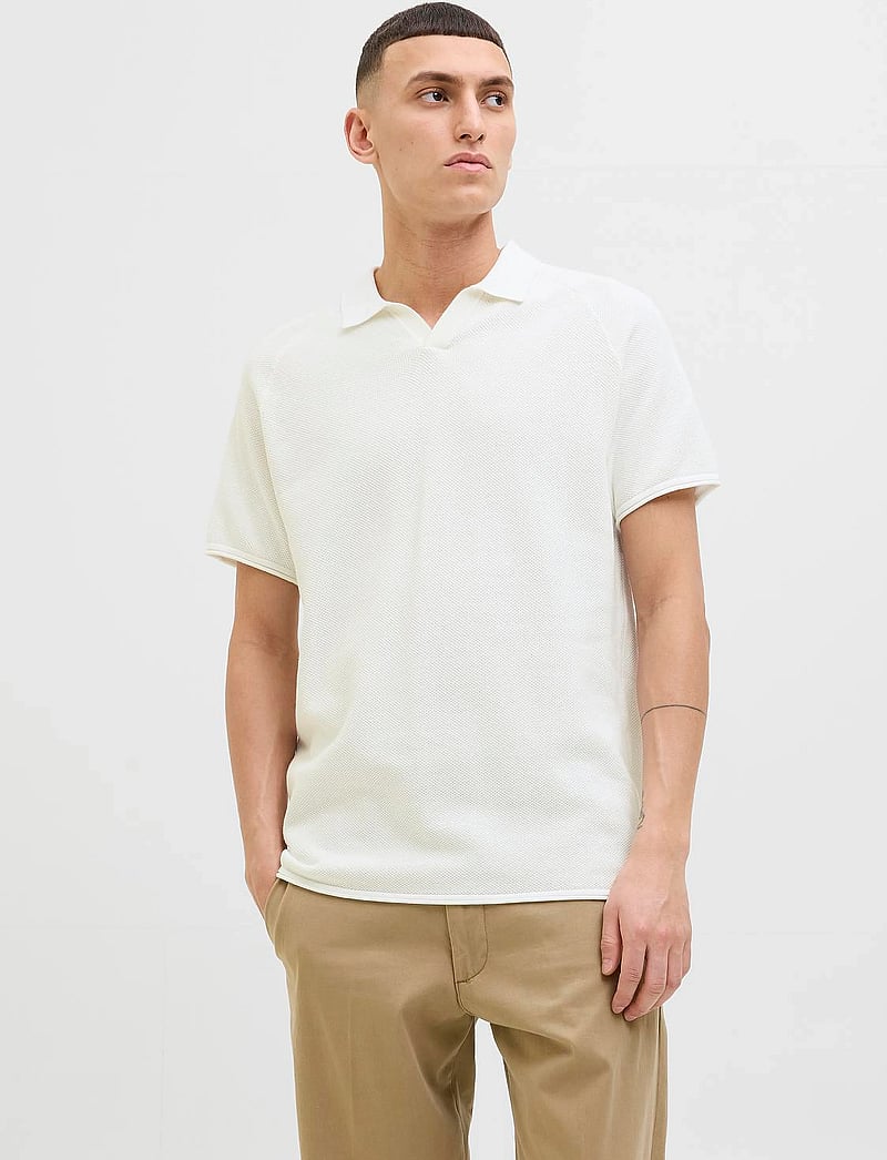 Jack & Jones - JJHILL KNIT SPLIT NECK - polostrik - cloud dancer - 2