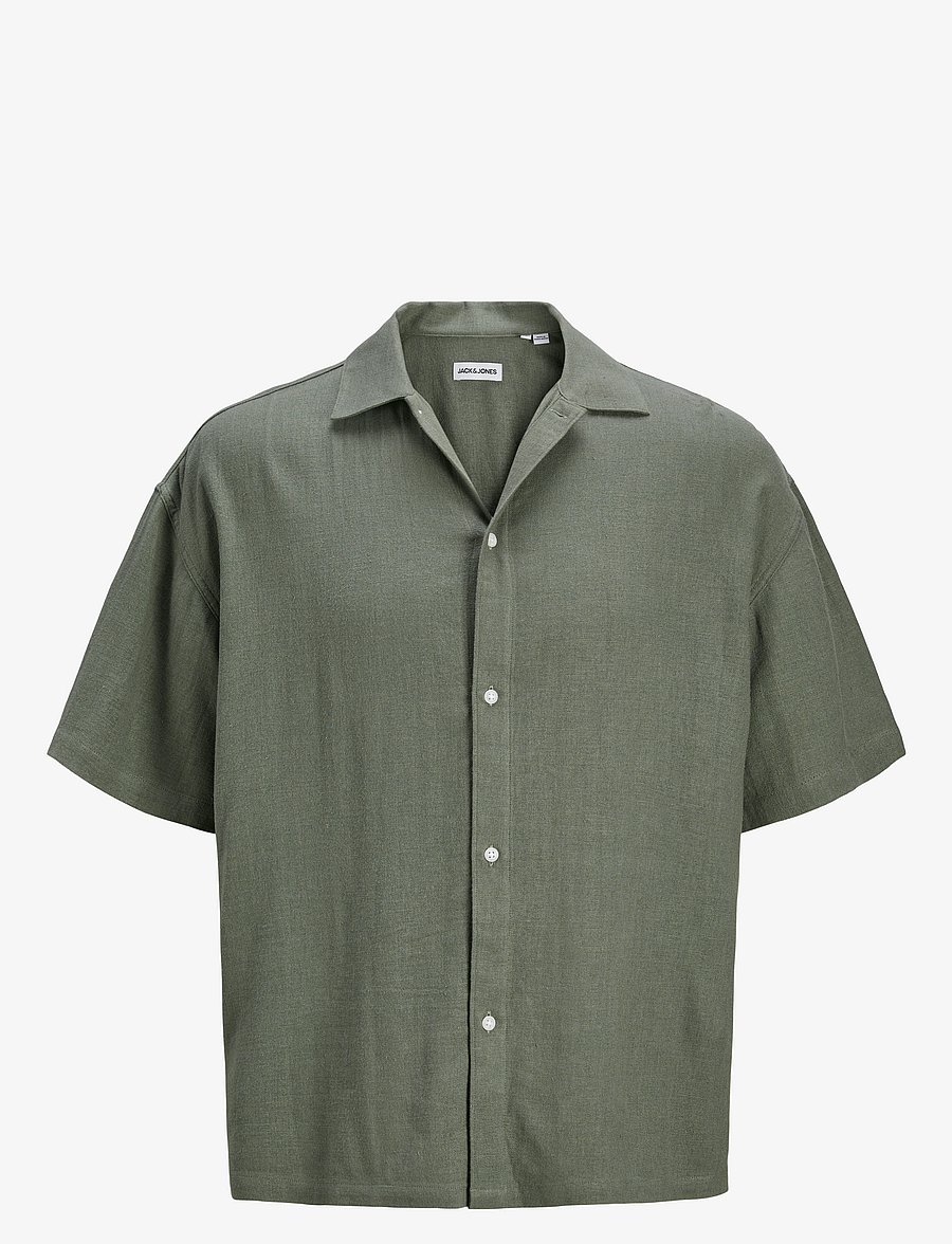 Jack & Jones - JJWAYNE SOLID RESORT SHIRT SS - leinenhemden - agave green - 0