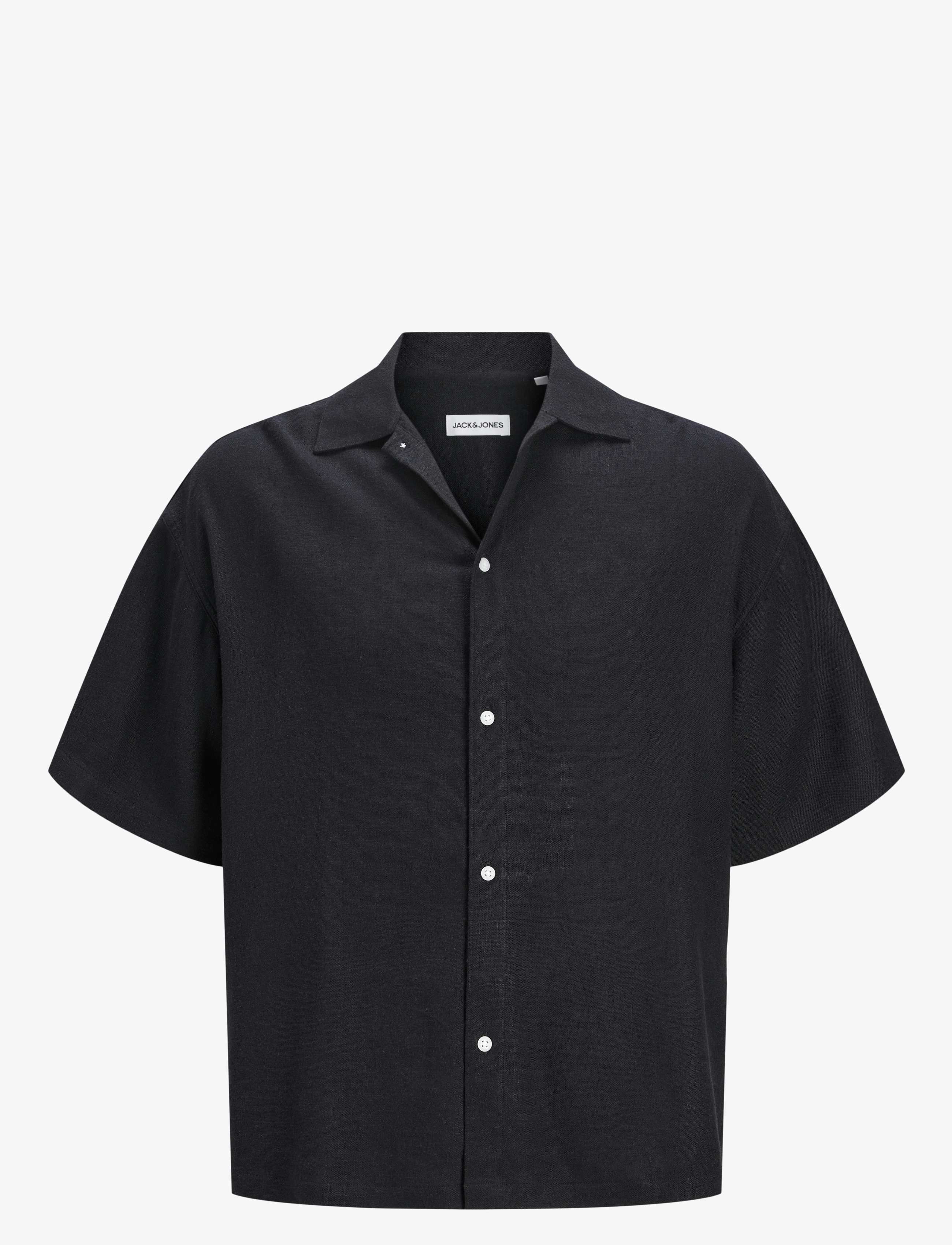 Jack & Jones Jjwayne Solid Resort Shirt Ss, Mænd, Kortærmet Resort Skjorte, Sort, Str: L