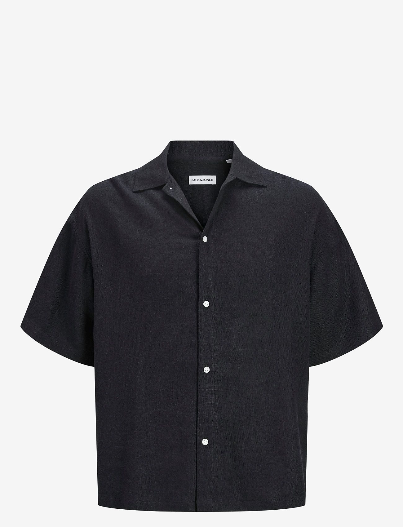 Jack & Jones - JJWAYNE SOLID RESORT SHIRT SS - linneskjortor - black - 0