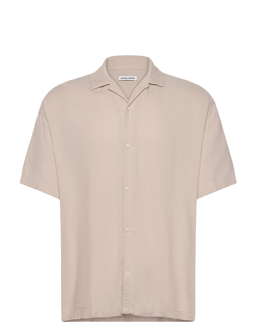 Jack & Jones - JJWAYNE SOLID RESORT SHIRT SS - leinenhemden - moonbeam - 0