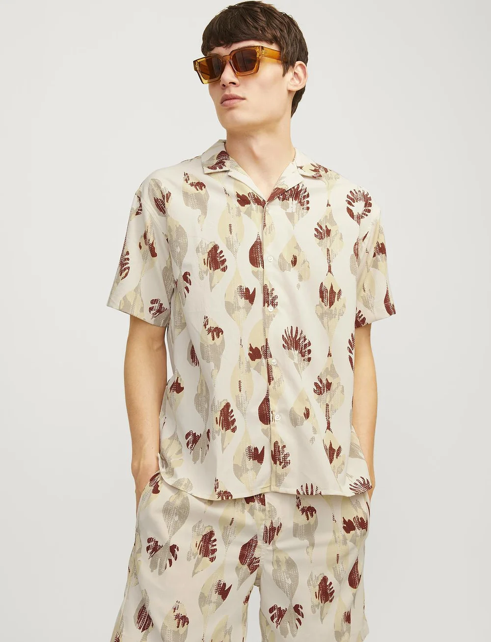 Jack & Jones - JORJEFF JACQUARD SHIRT SS LN STYD24 - kortärmade skjortor - moonbeam - 0