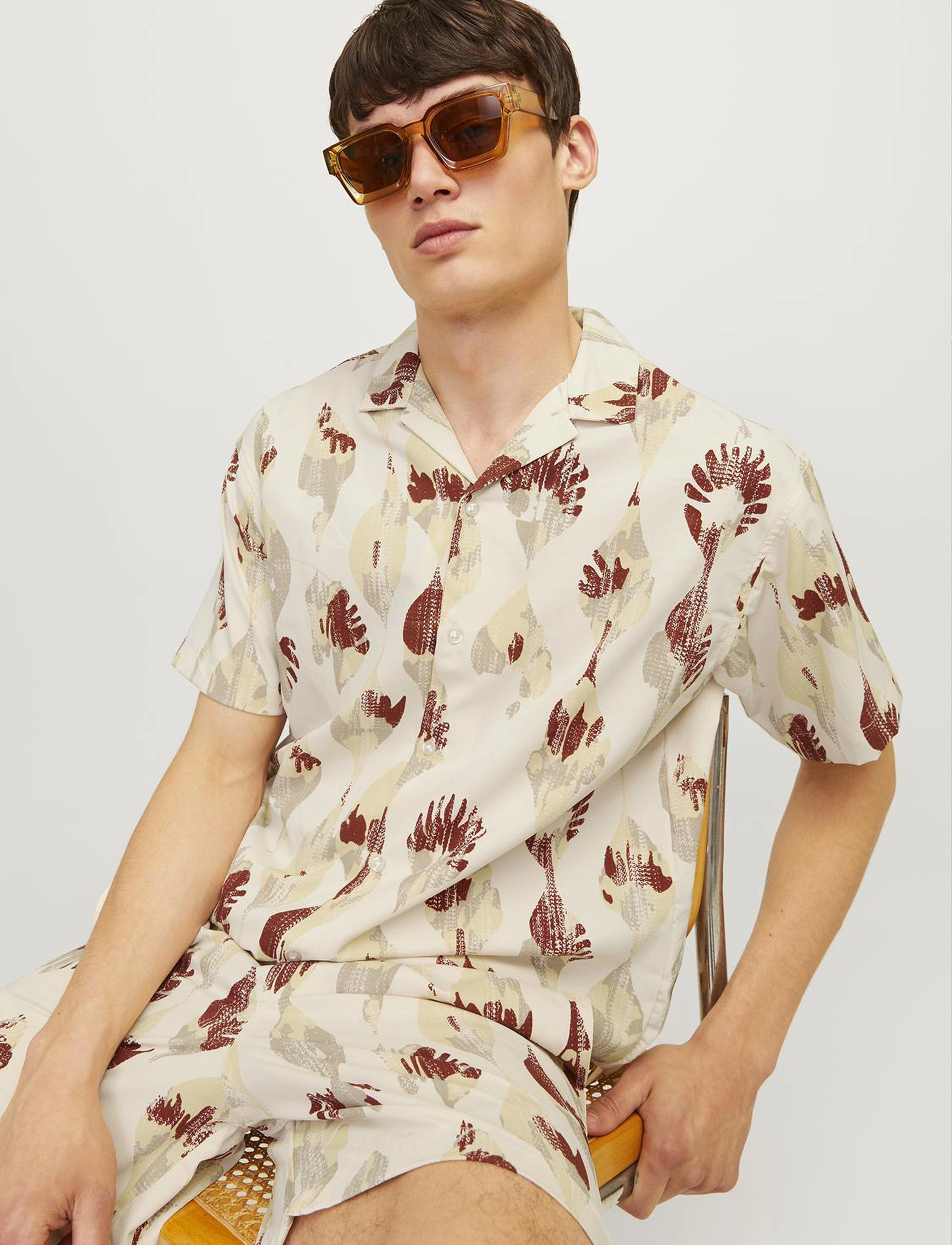 Jack & Jones - JORJEFF JACQUARD SHIRT SS LN STYD24 - kortærmede skjorter - moonbeam - 4