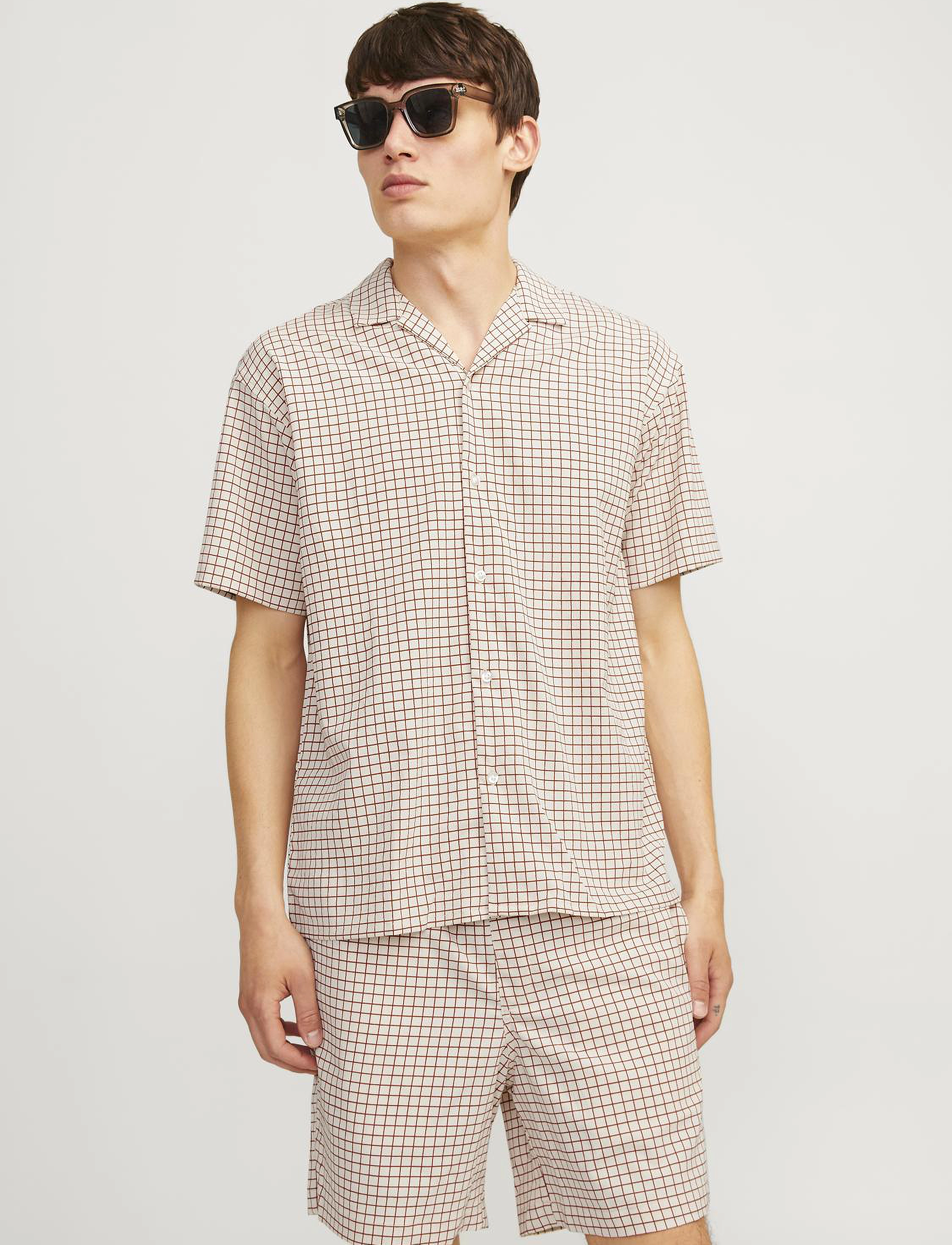 Jack & Jones JORJEFF JACQUARD SHIRT SS LN STYD24 - Skjortor - MOONBEAM / beige