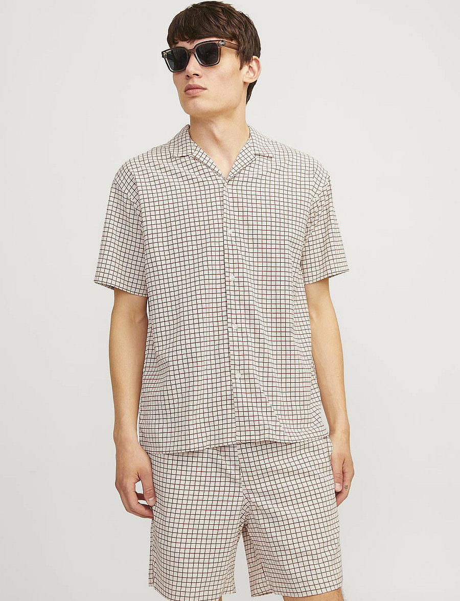 Jack & Jones - JORJEFF JACQUARD SHIRT SS LN STYD24 - overhemden met korte mouw - moonbeam - 0