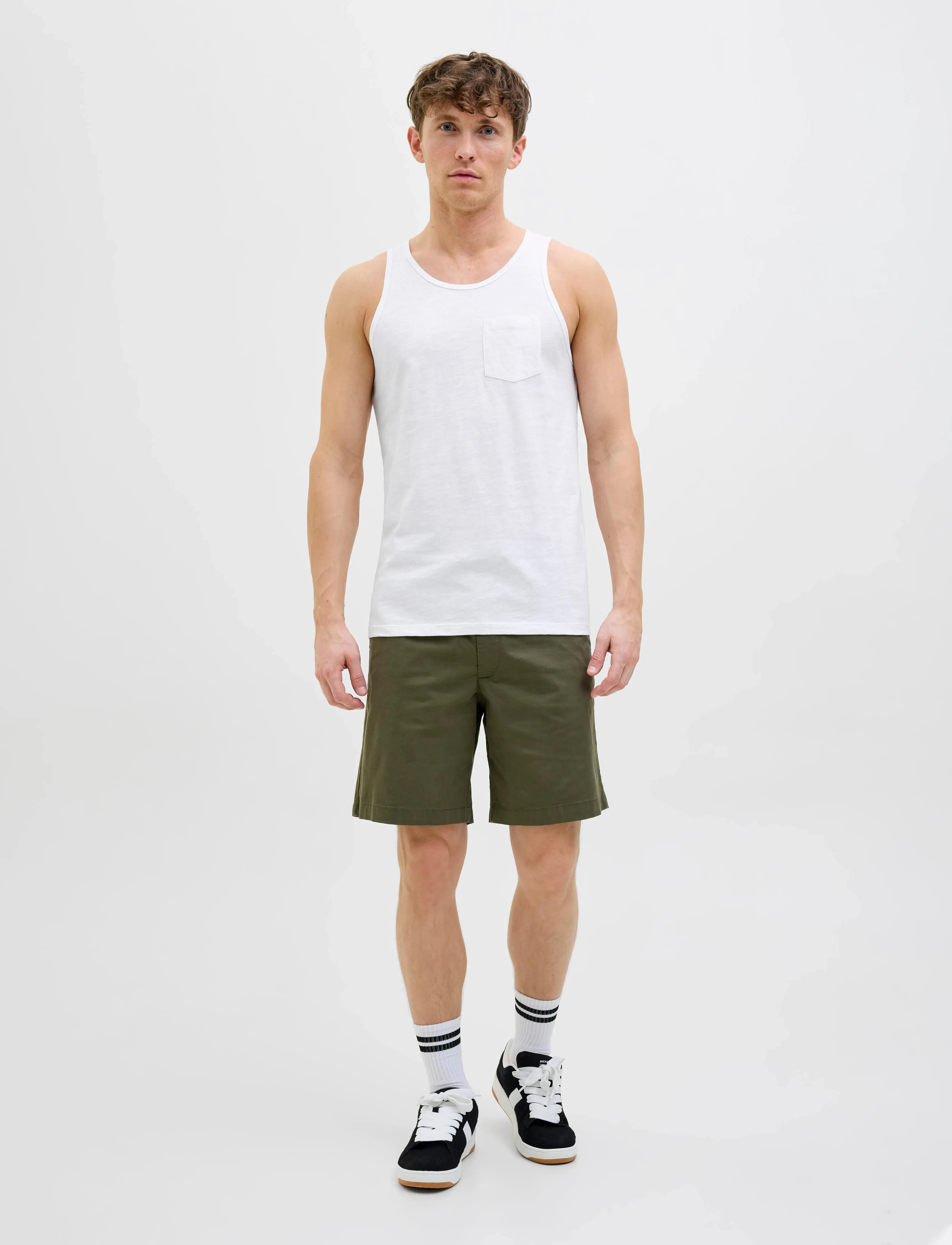 Jack & Jones JJJAKE TAMPA POCKET SLUB TANKTOP - Sleeveless shirts - WHITE / white