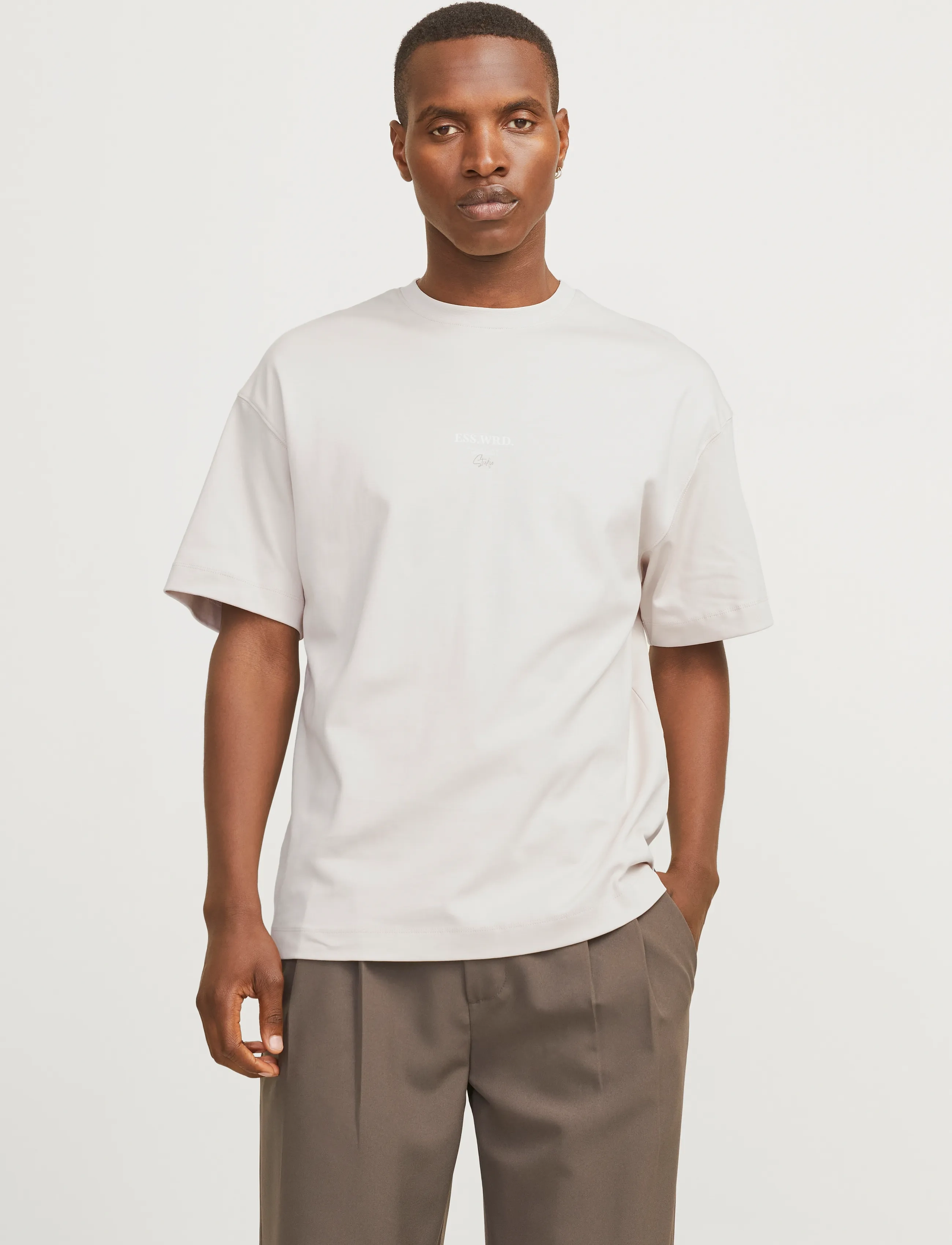 Jack & Jones JJEURBAN EDGE STUDIO TEE SS O-NECK NOOS - Riided - MOONBEAM / cream