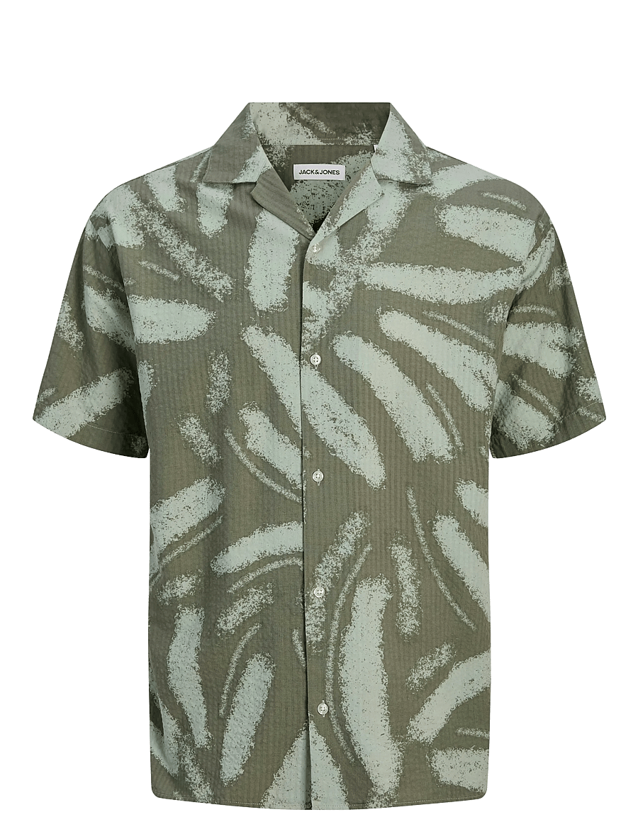 Jack & Jones - JJALBERTO SEERSUCKER RESORT SHIIRT SS - kortærmede skjorter - agave green - 0