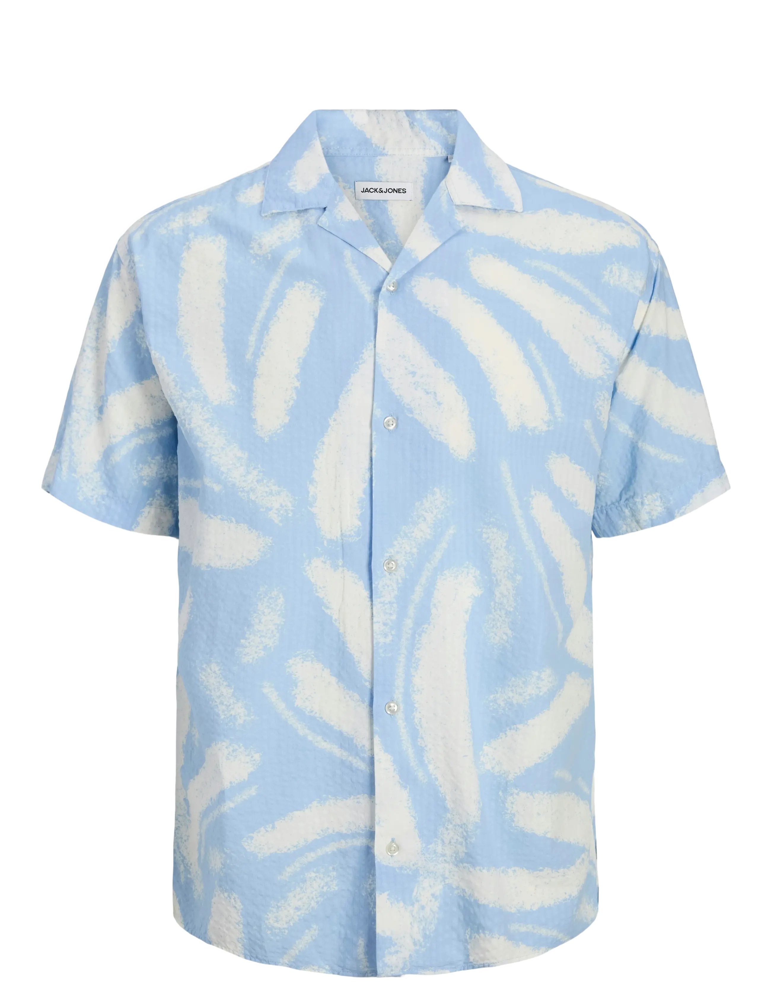 Jack & Jones Jjalberto Seersucker Resort Shiirt Ss, XL, Blue, Skjorter > Kortærmede Shirts, Herre