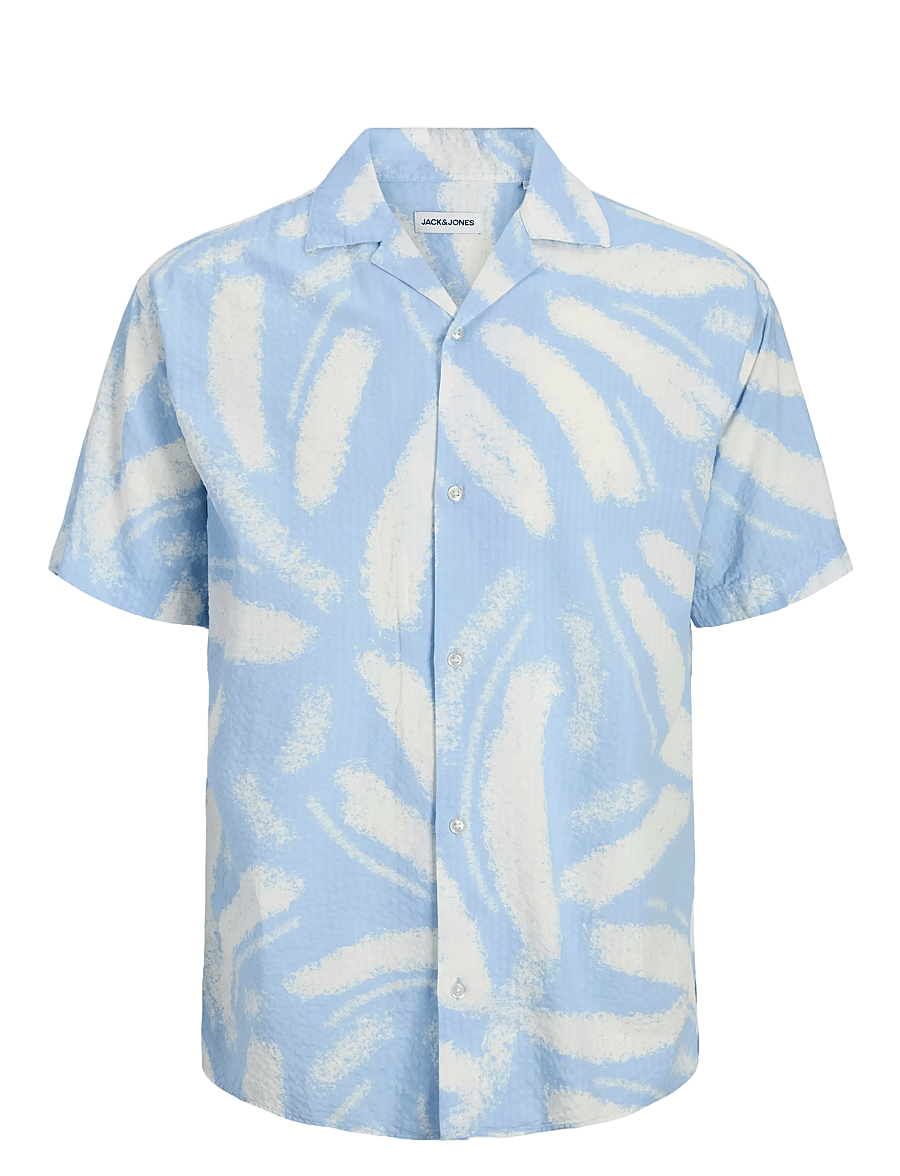 Jack & Jones - JJALBERTO SEERSUCKER RESORT SHIIRT SS - kortærmede skjorter - chambray blue - 0