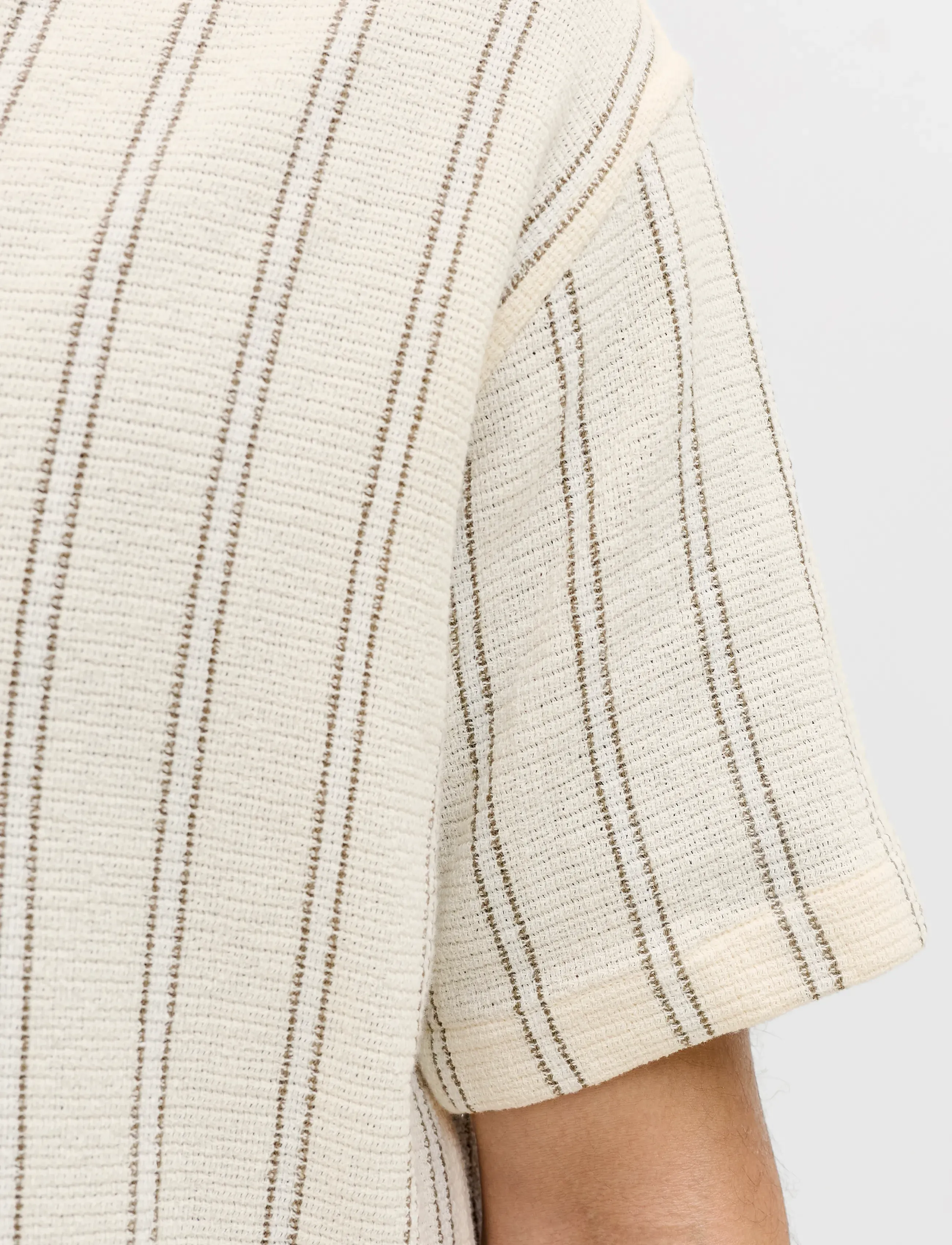 Jack & Jones - JJECOBA STRIPE RESORT SHIRT SS SN - short-sleeved shirts - antique white - 4