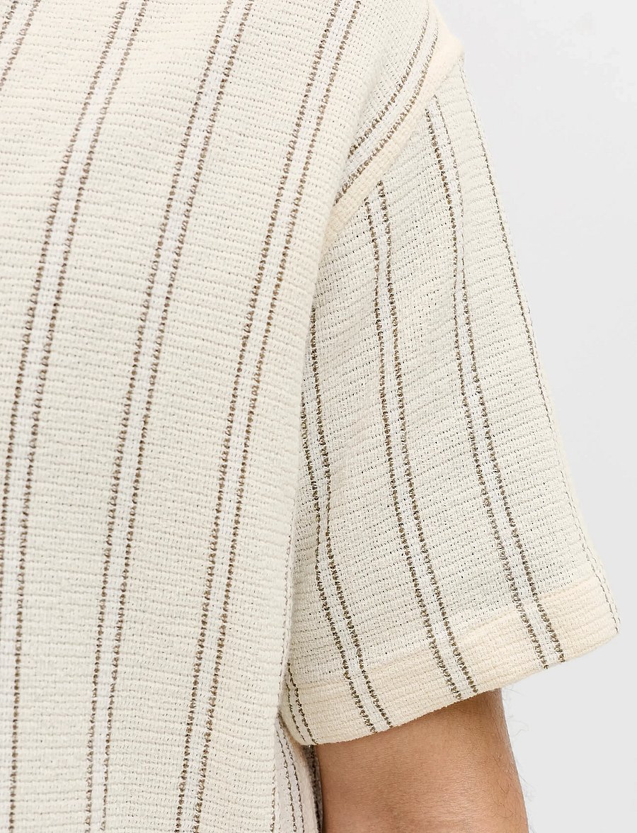 Jack & Jones - JJECOBA STRIPE RESORT SHIRT SS SN - kortærmede skjorter - antique white - 4