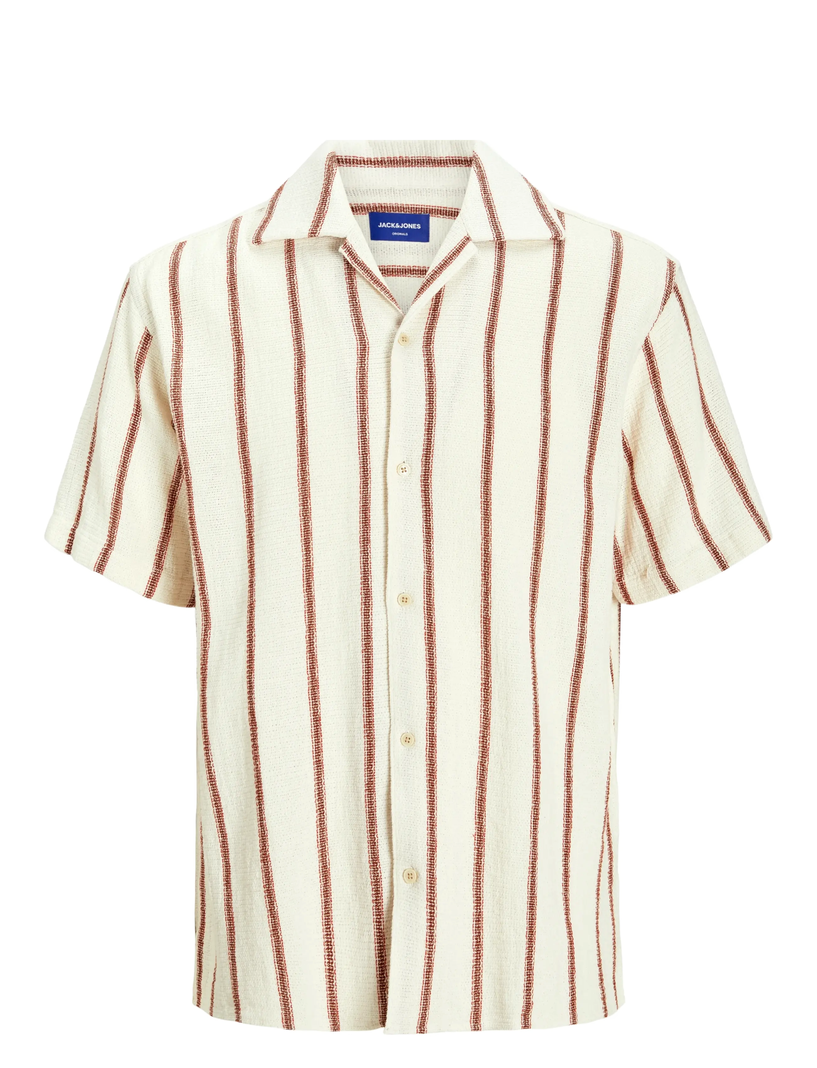JACK & JONES Jorcoba Stripe Resort Shirt Ss Sn Beige - S - Herren