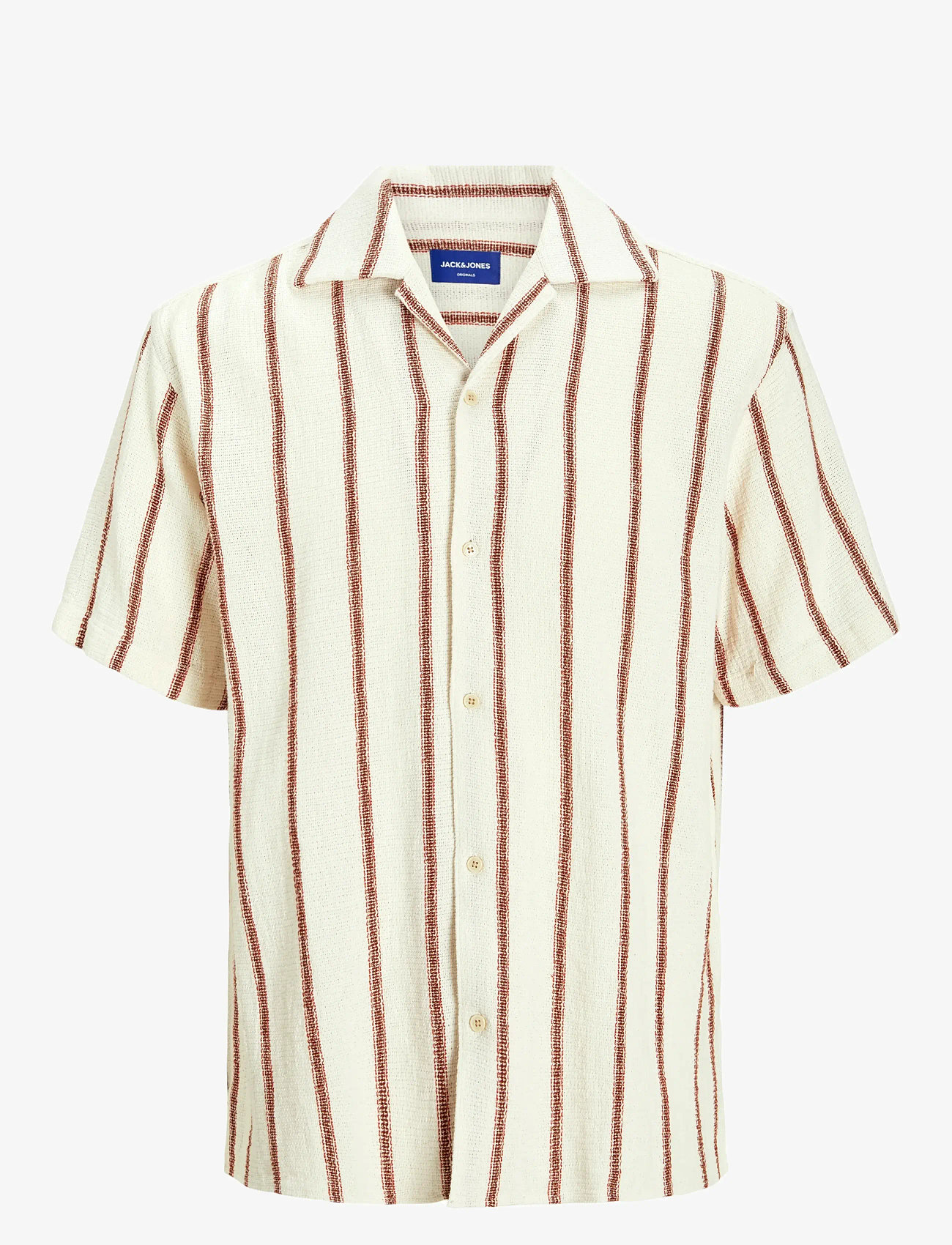 Jack & Jones - JJECOBA STRIPE RESORT SHIRT SS SN - kortærmede skjorter - arabian spice - 1