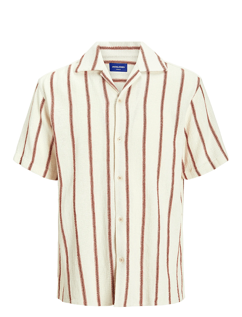 Jack & Jones - JJECOBA STRIPE RESORT SHIRT SS SN - kortærmede skjorter - arabian spice - 1
